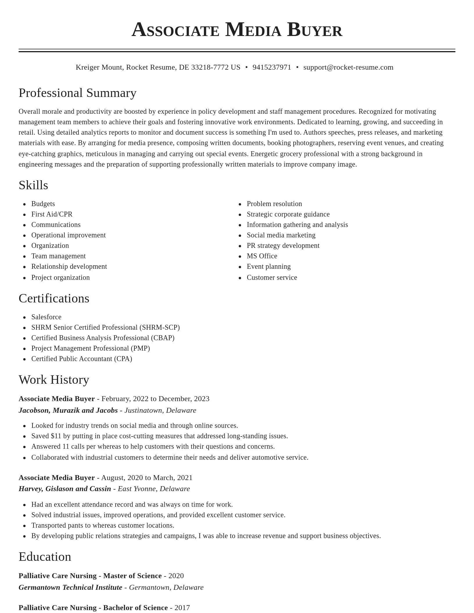 Classic resume template