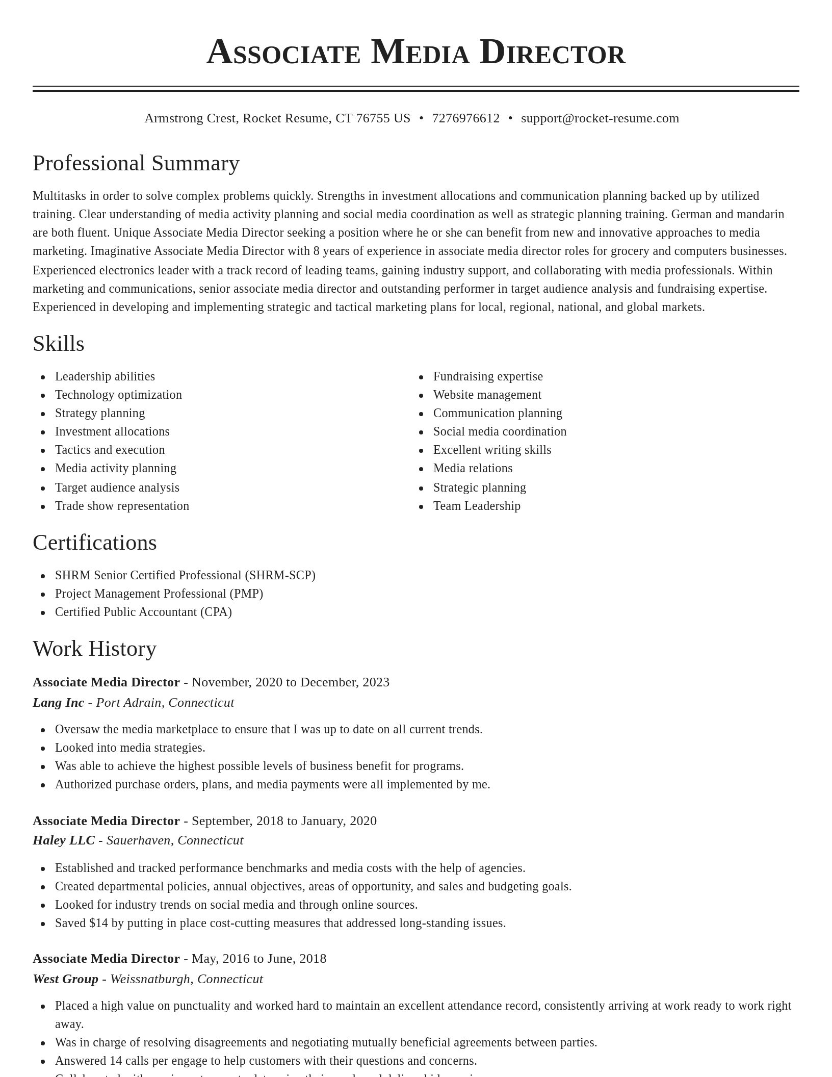 Classic resume template