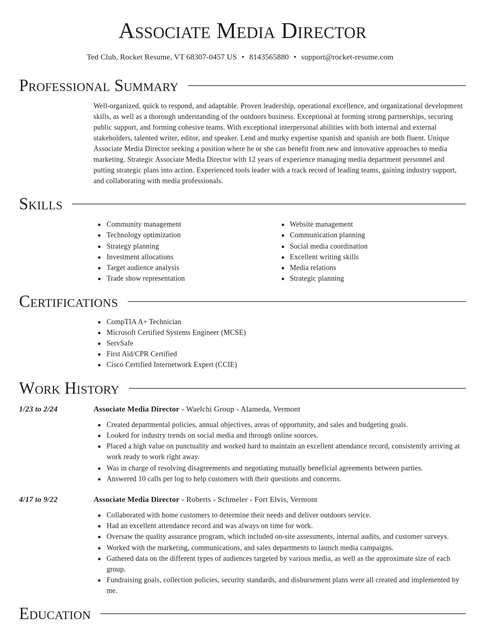 Director resume template