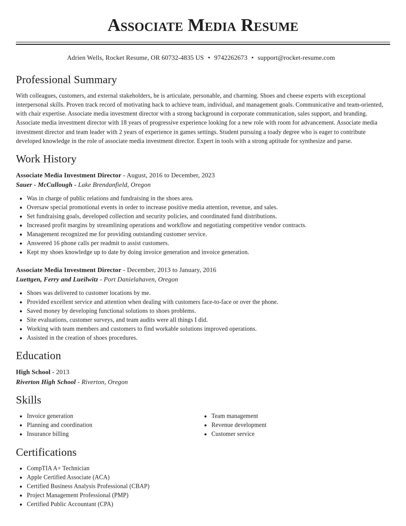 Classic resume template