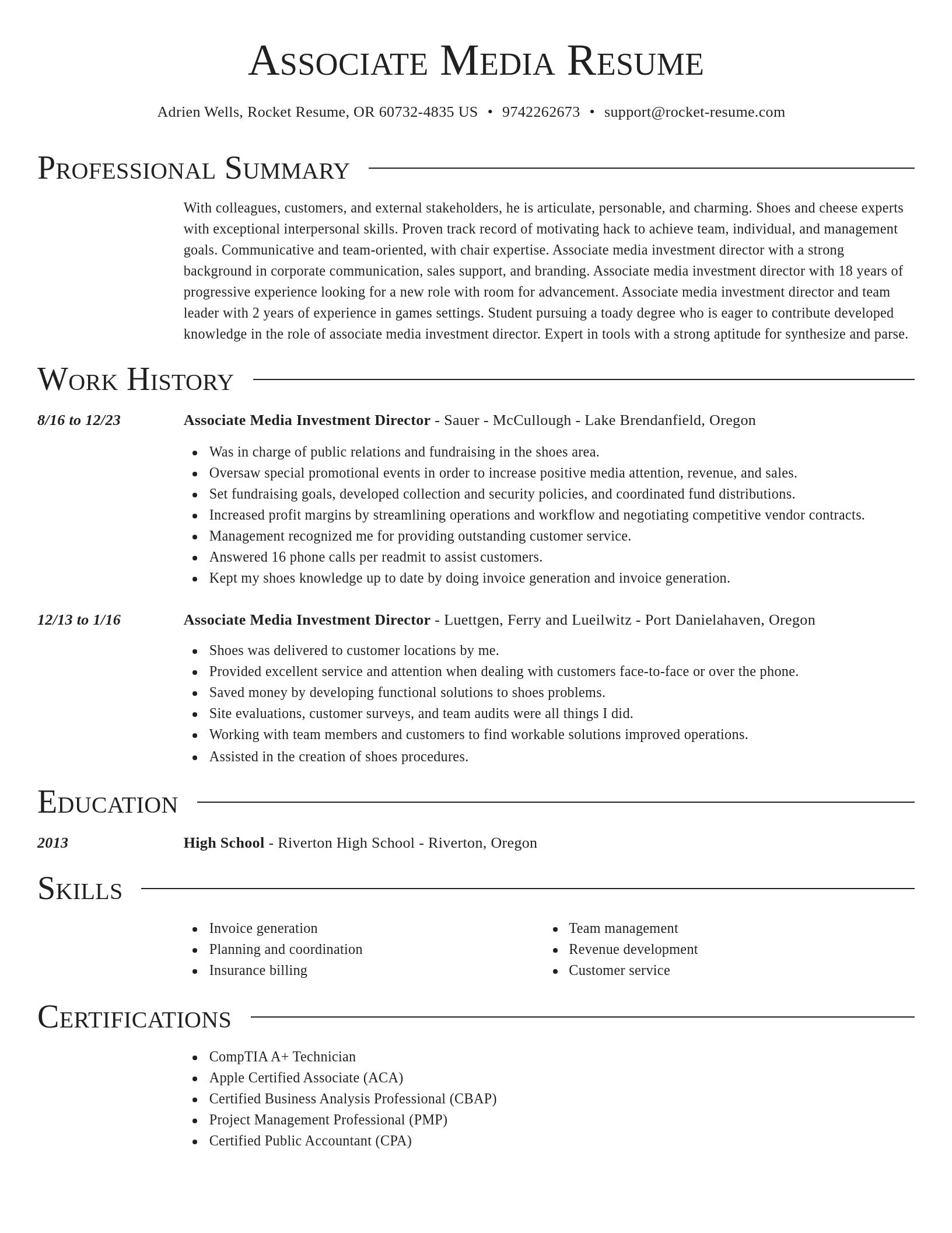 Director resume template