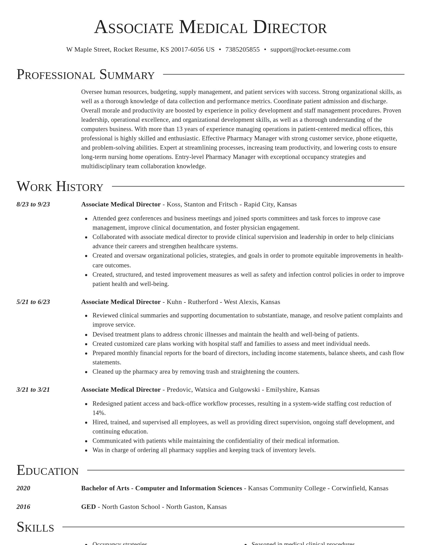 Director resume template