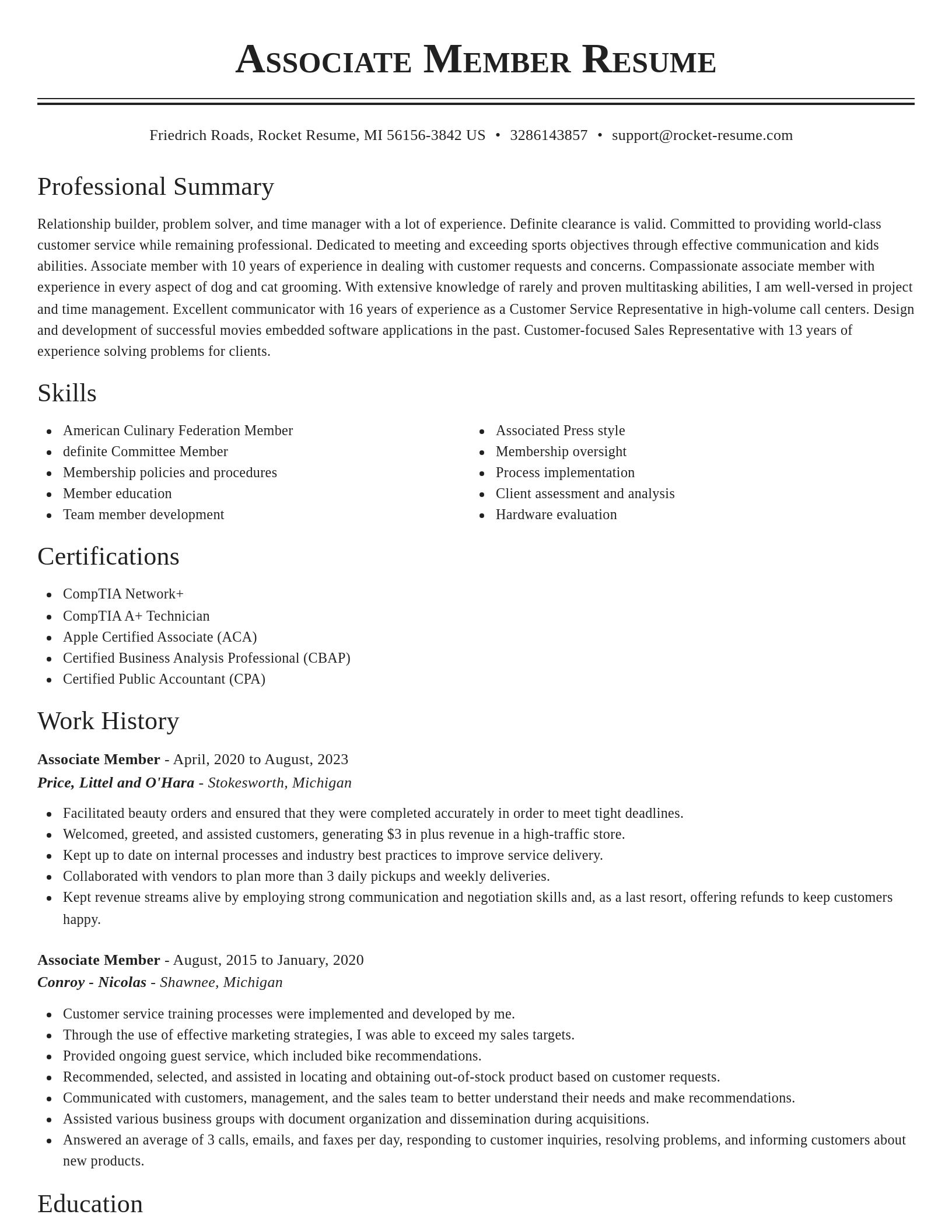 Classic resume template