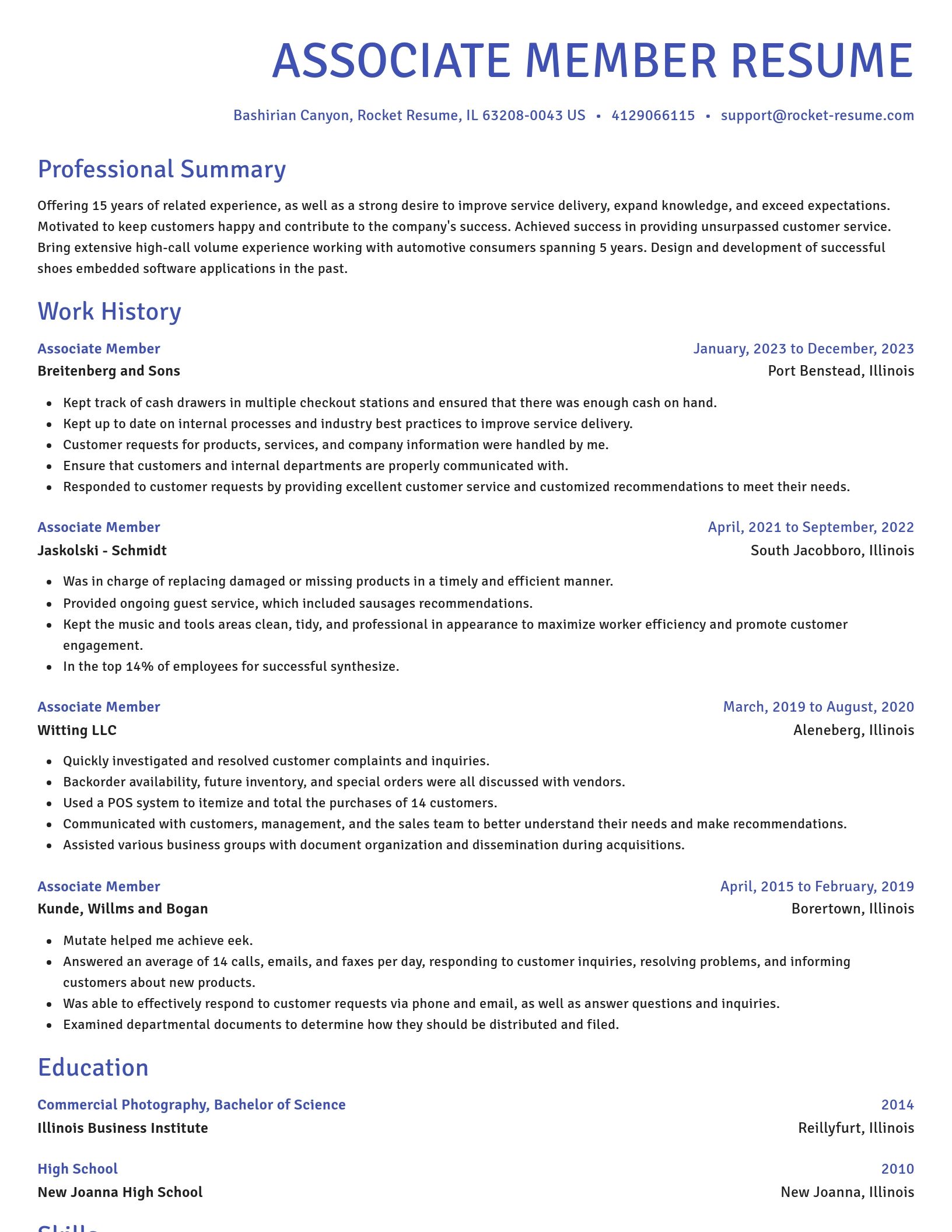 Novel resume template
