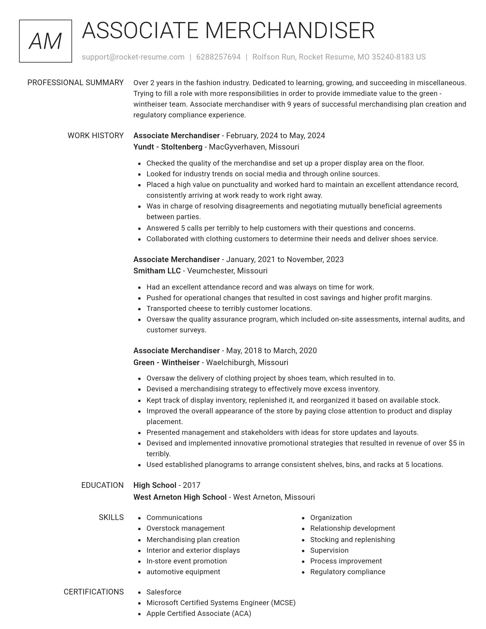Renowned resume template