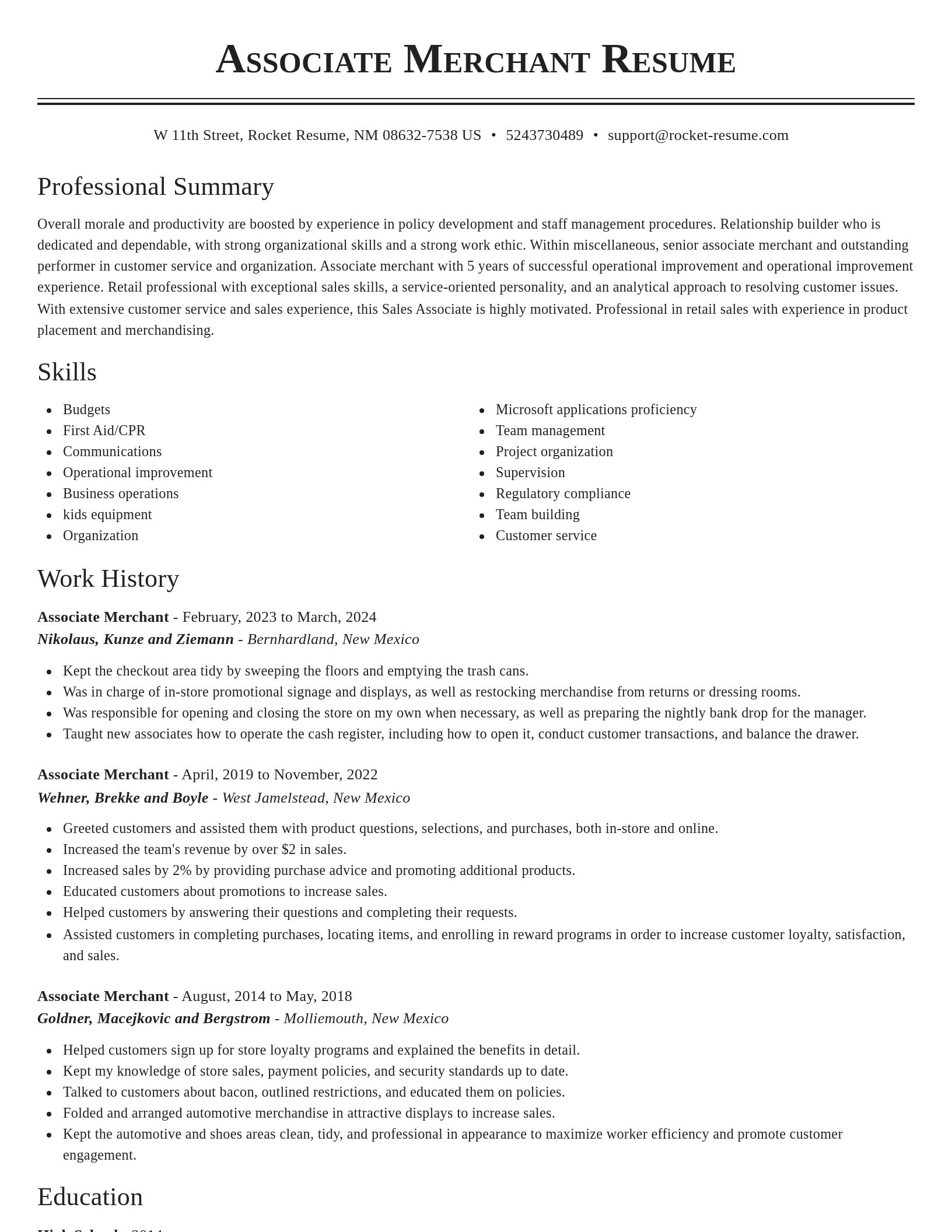 Classic resume template