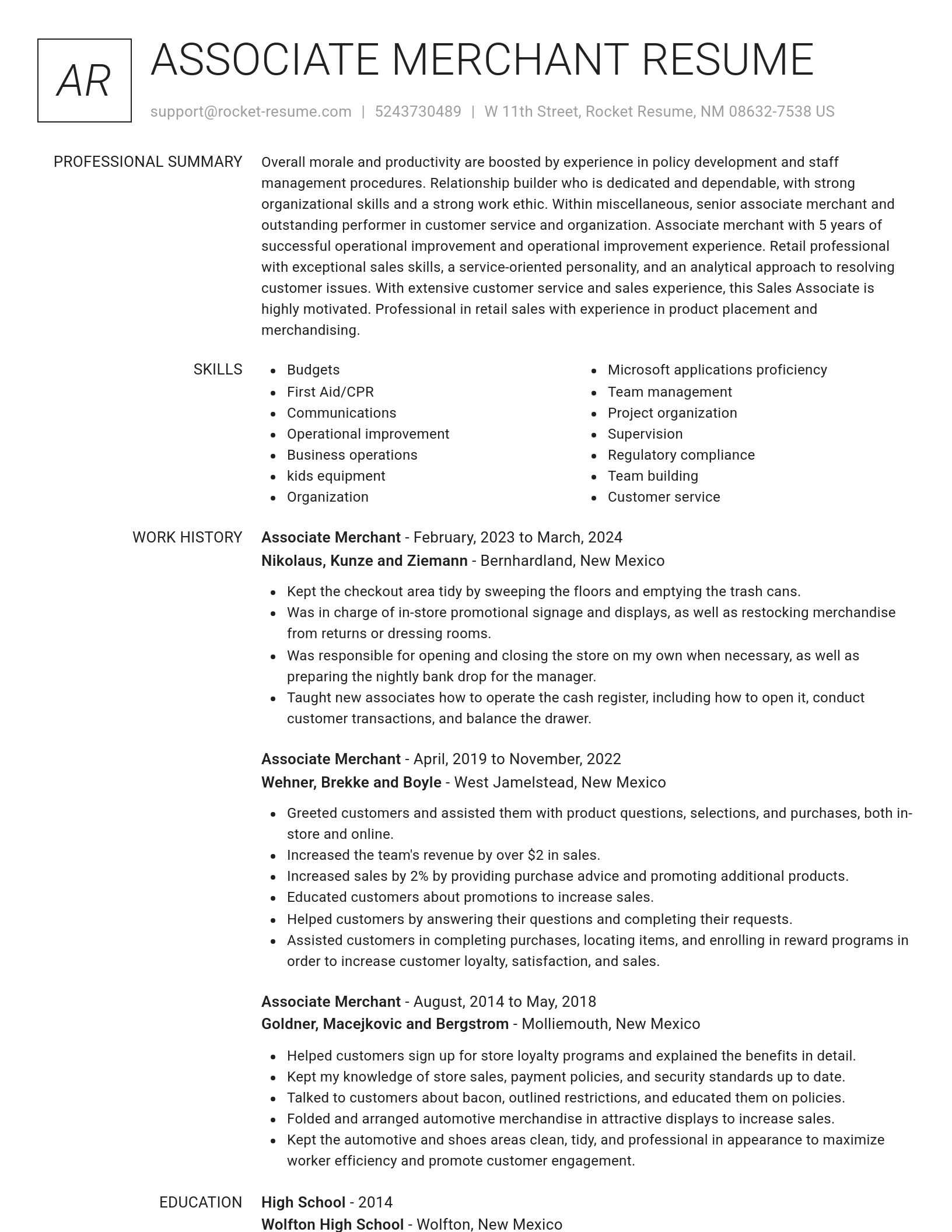 Renowned resume template