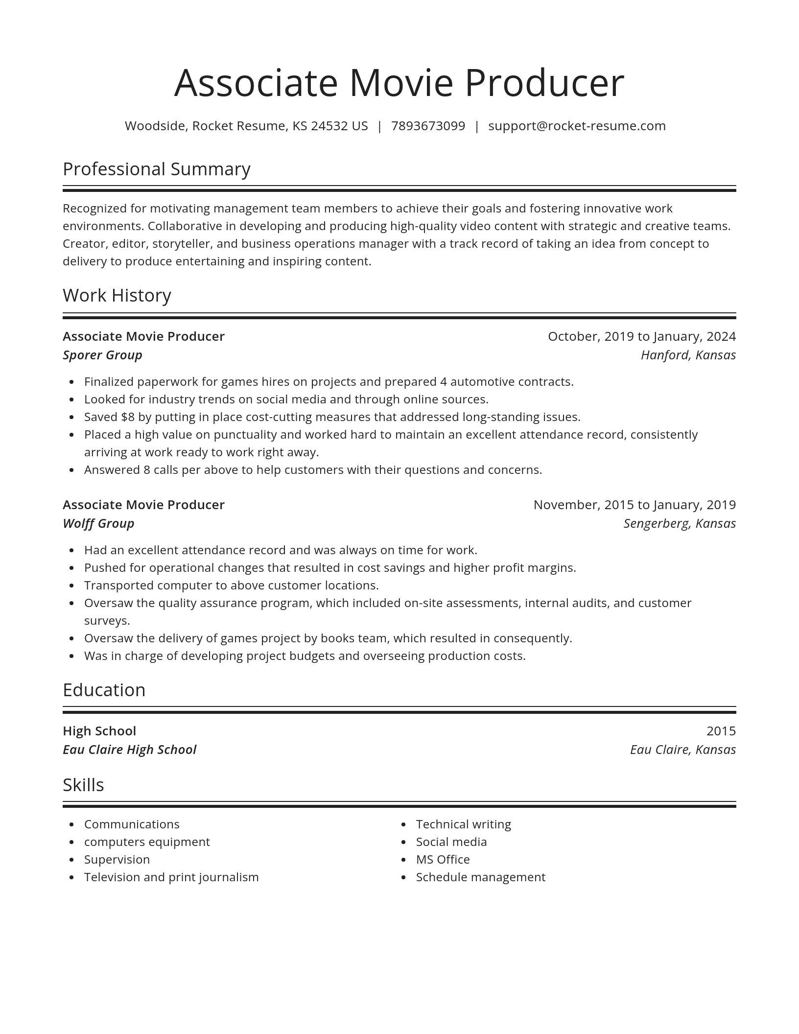 Spotlight resume template