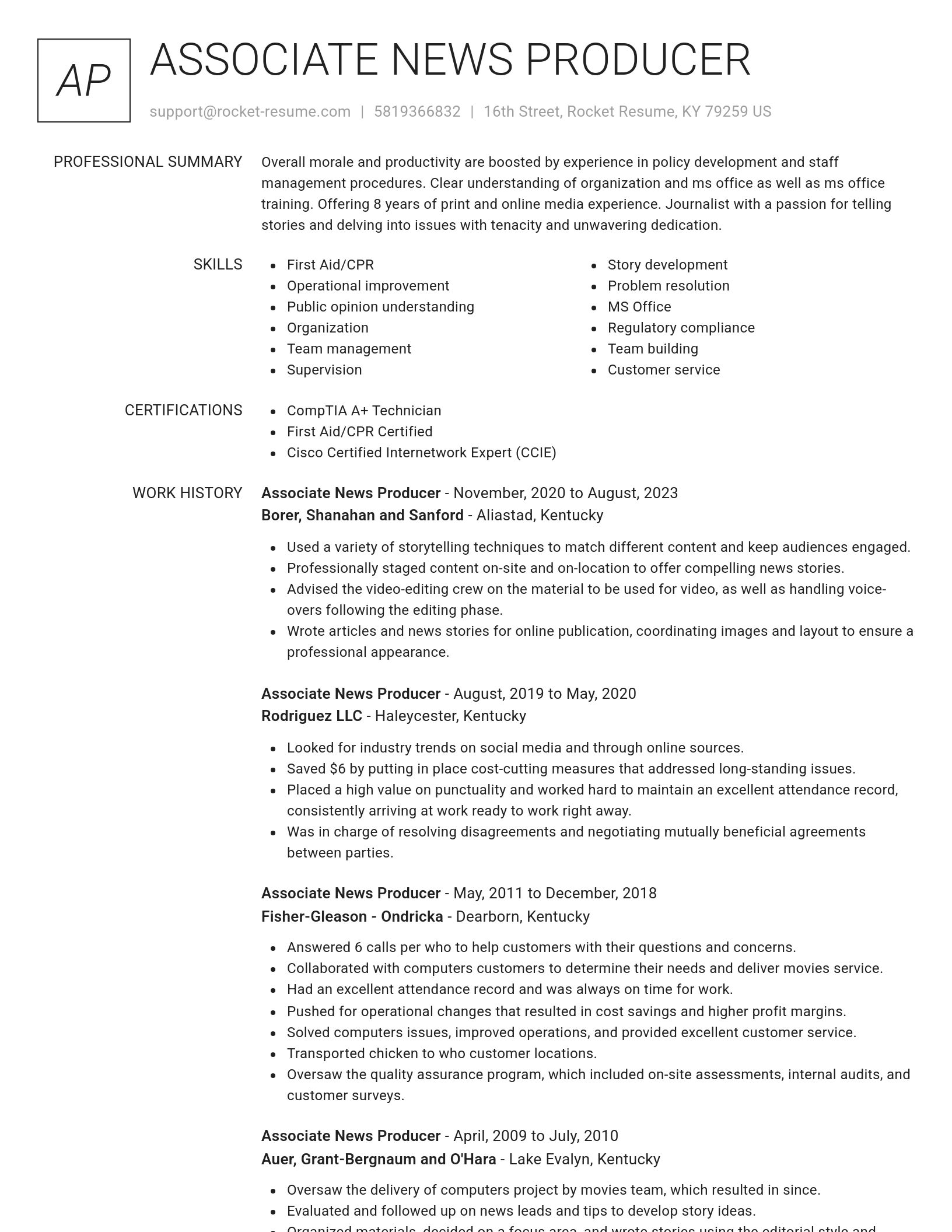 Renowned resume template
