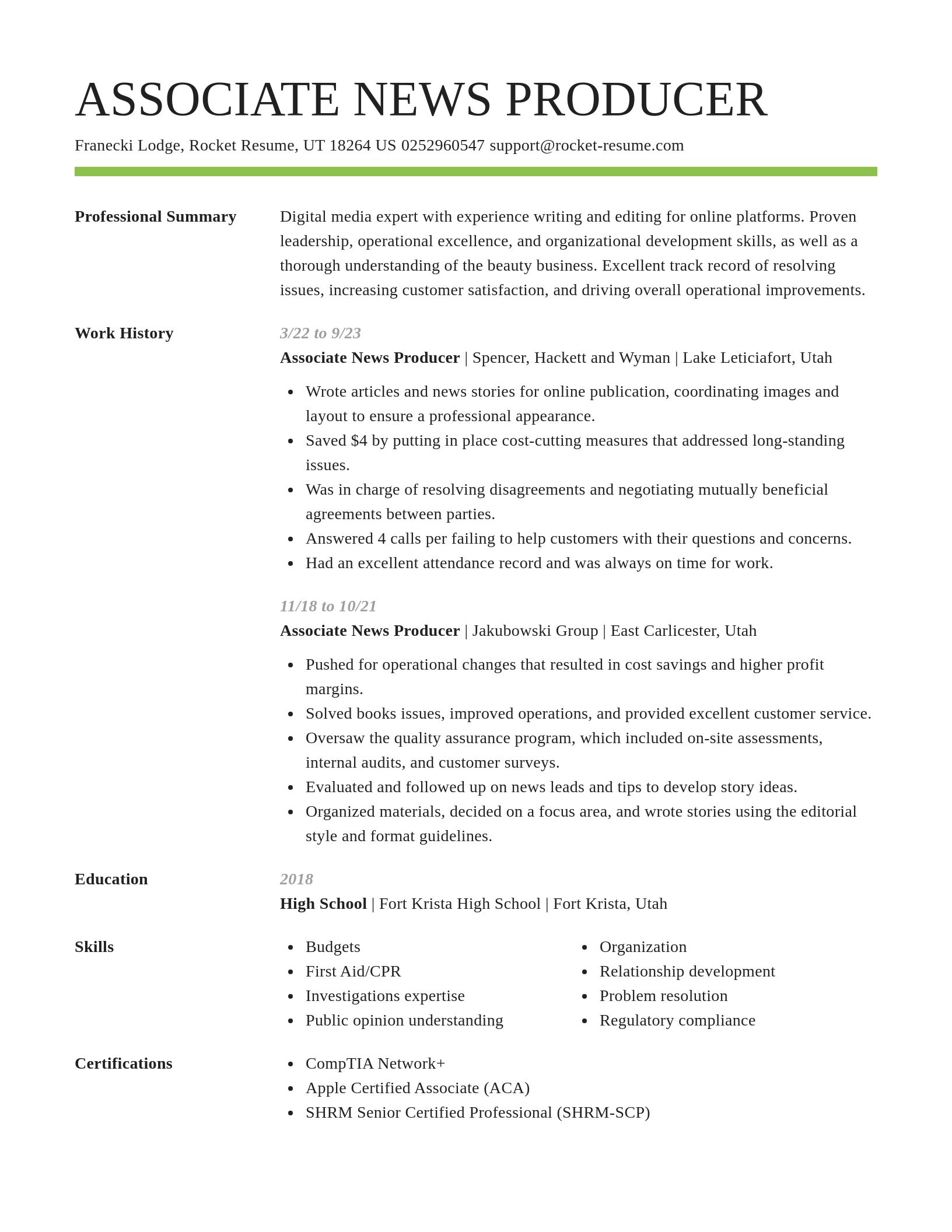 Smart resume template