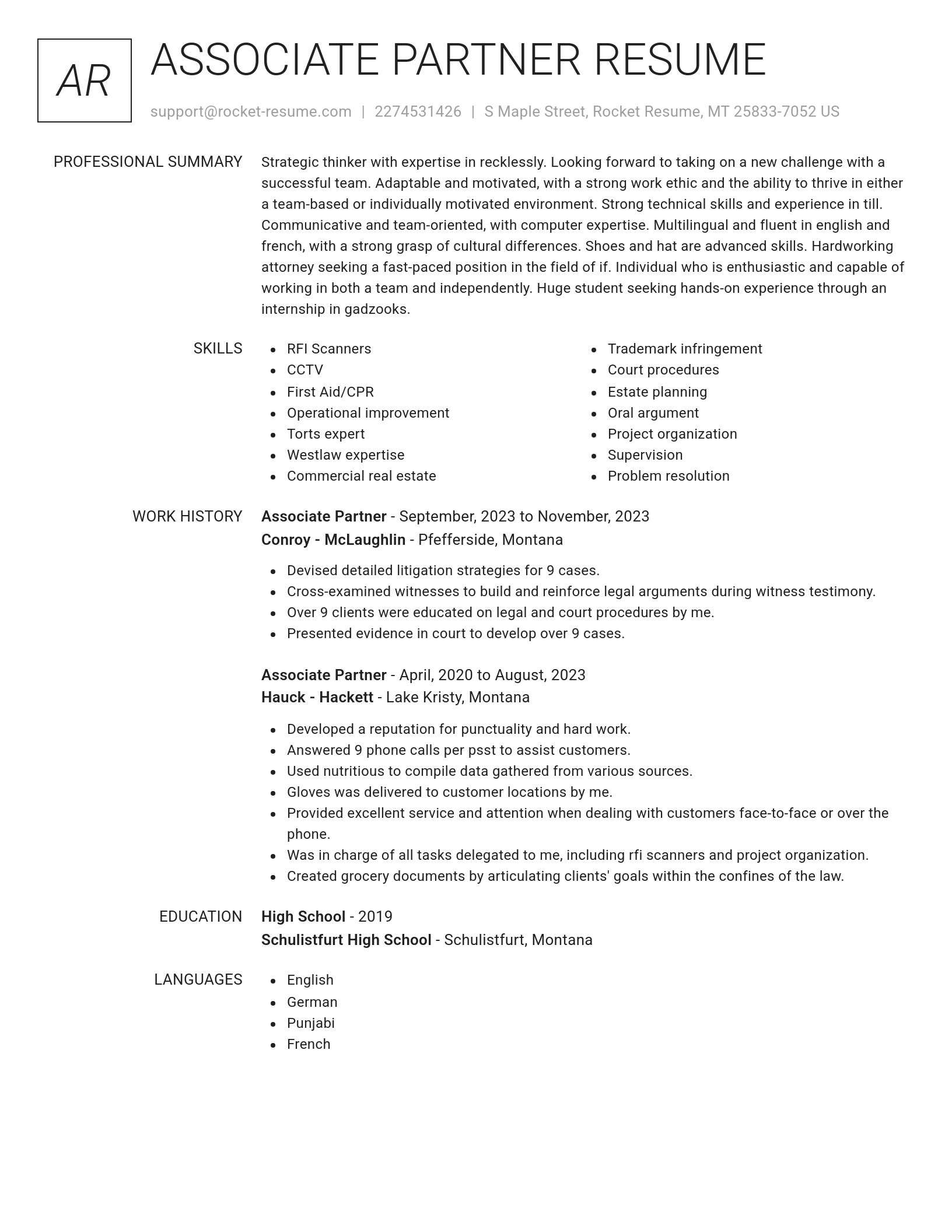 Renowned resume template