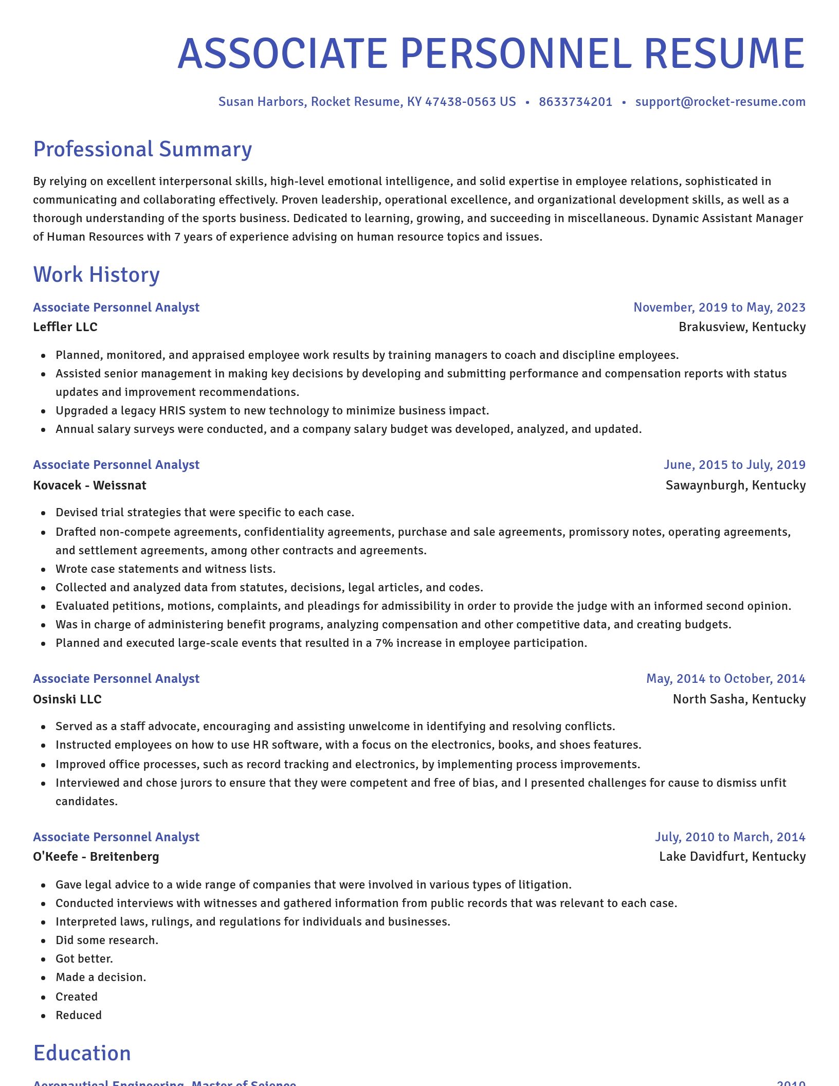 Novel resume template