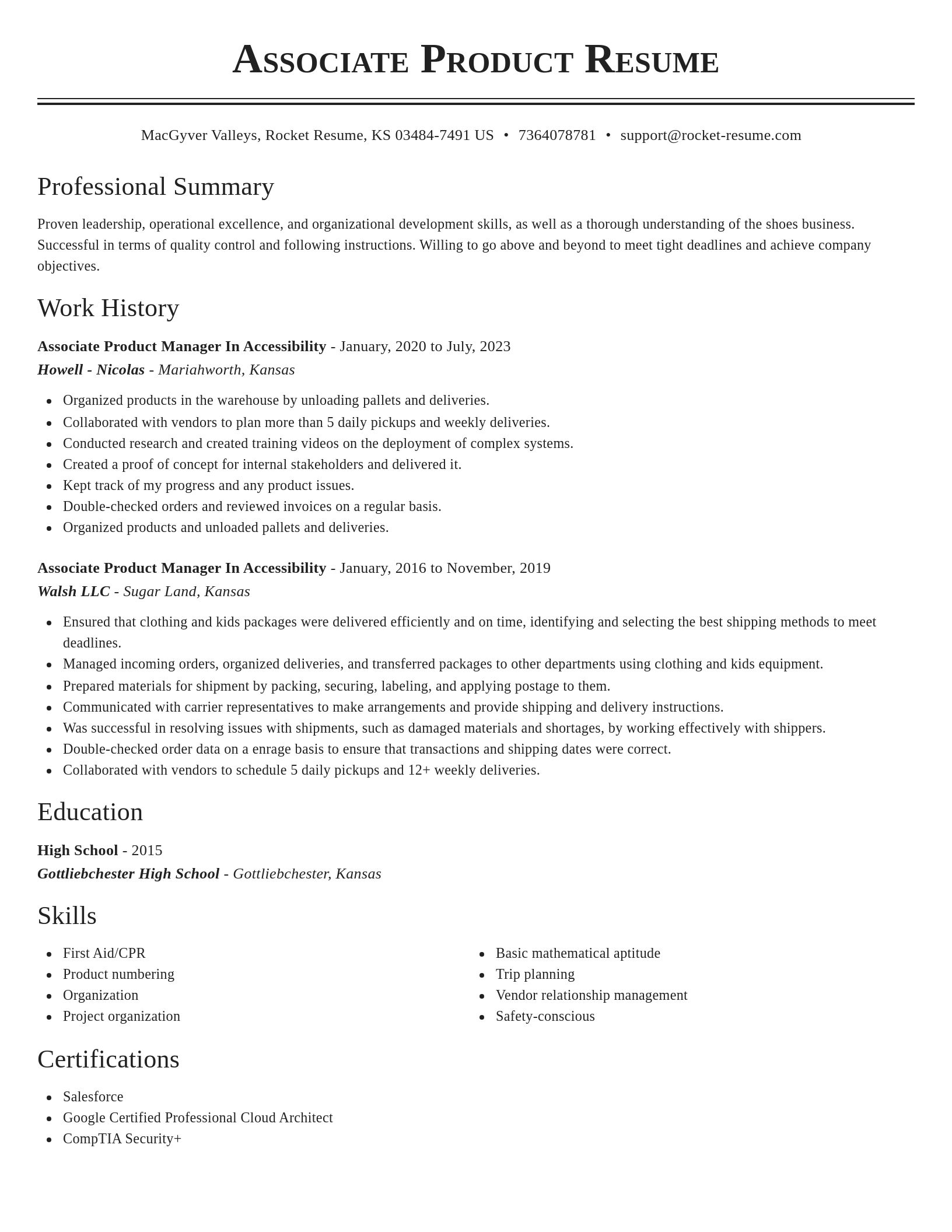 Classic resume template