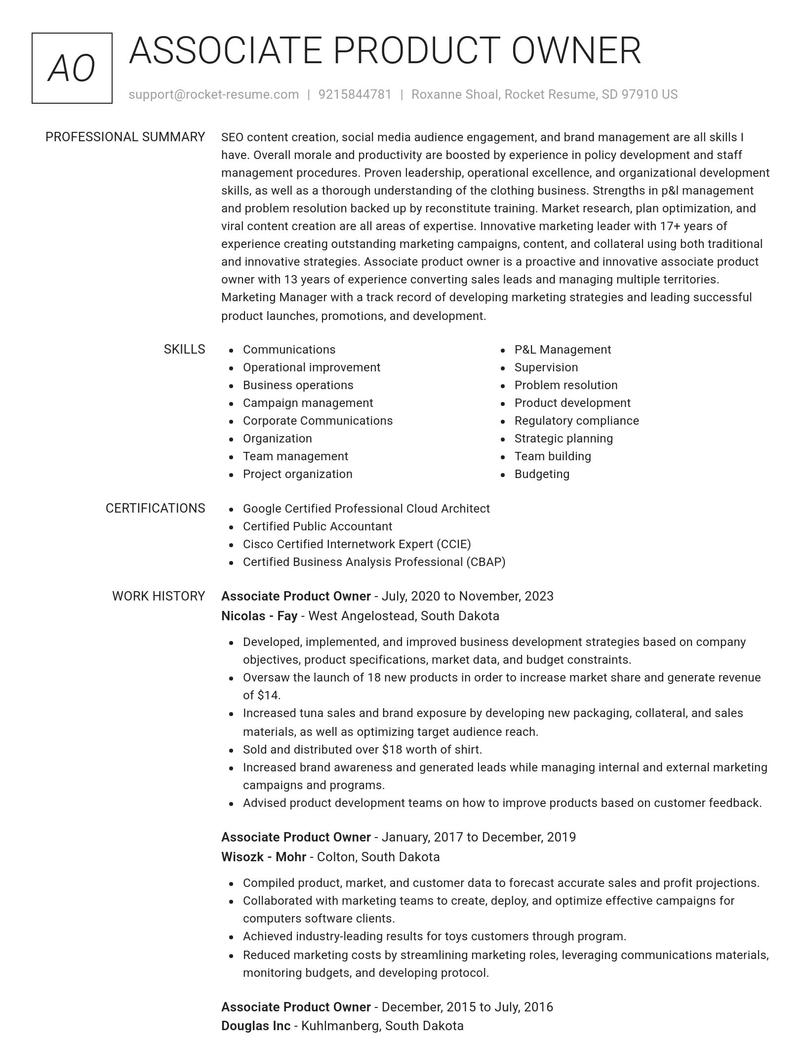 Renowned resume template