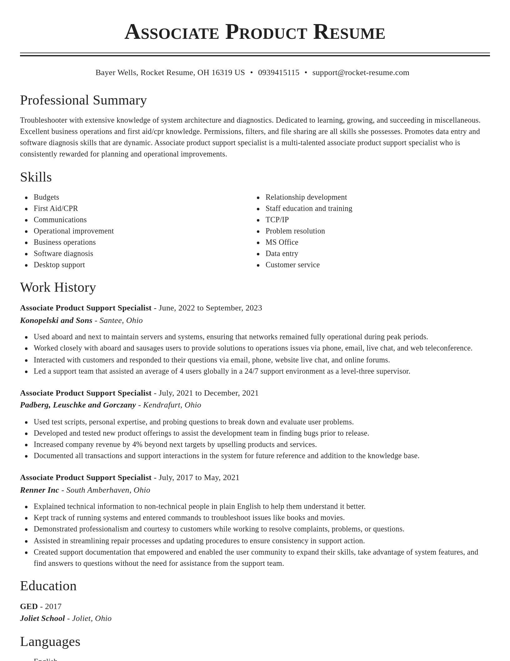 Classic resume template
