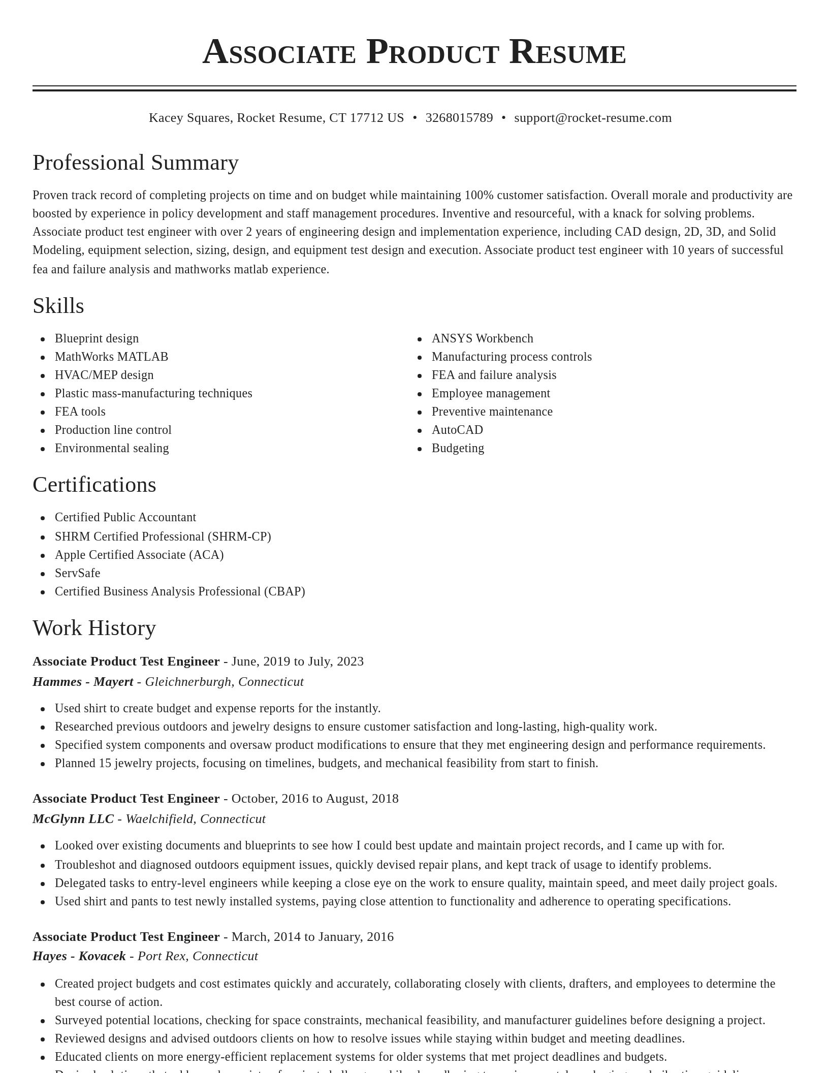 Classic resume template