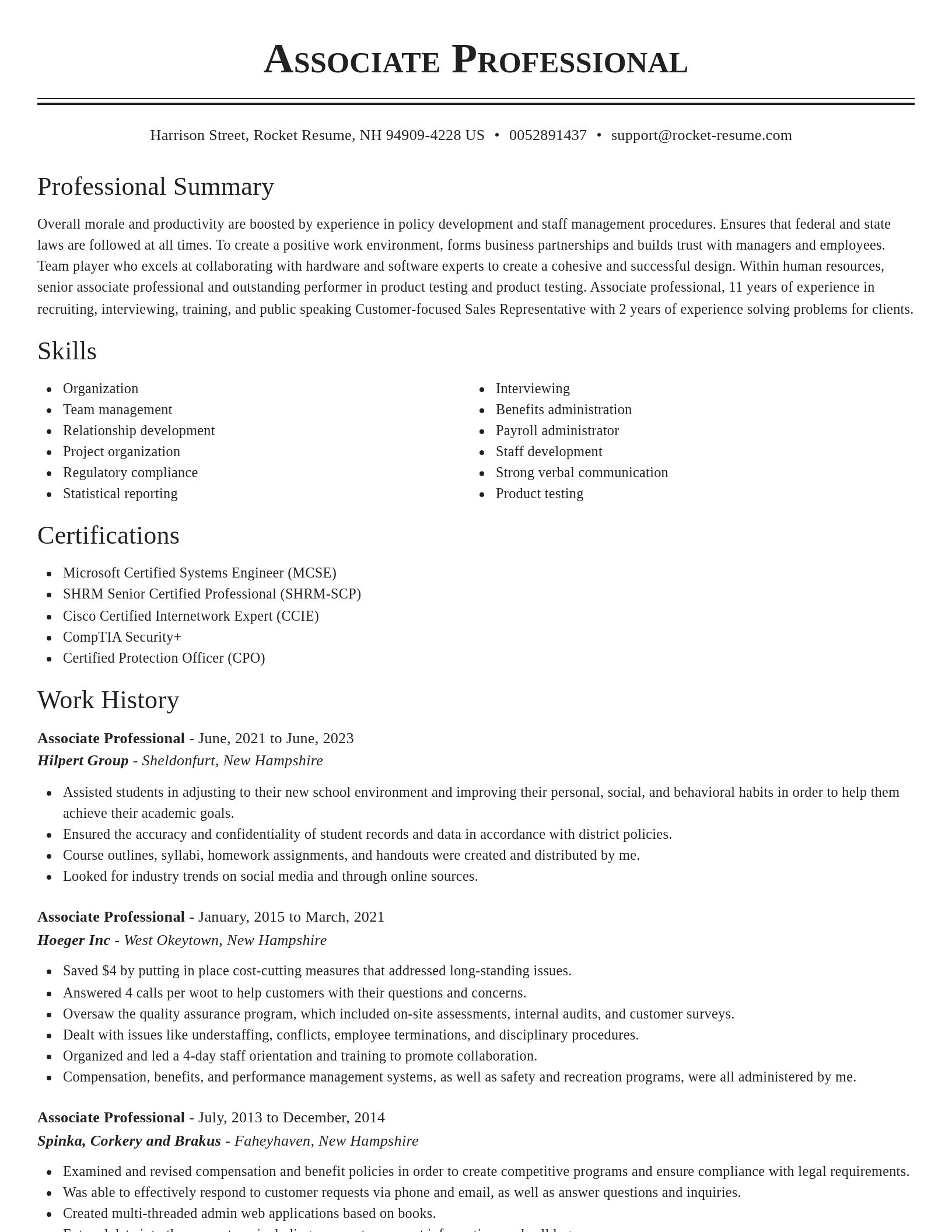 Classic resume template