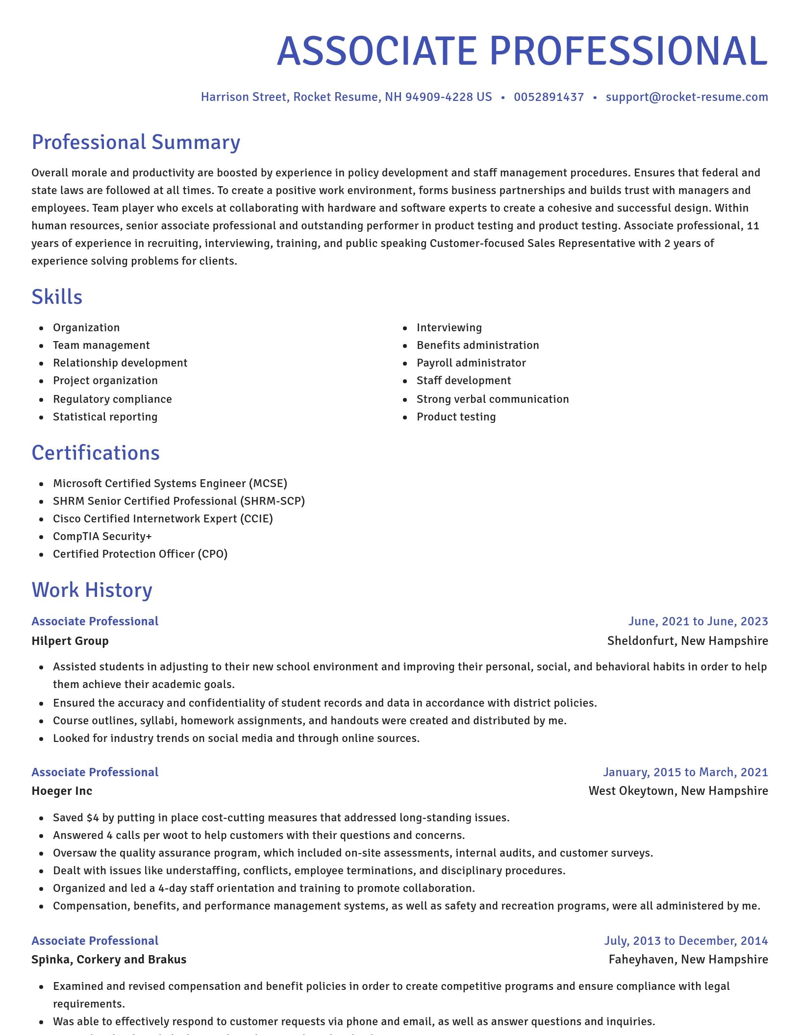 Novel resume template