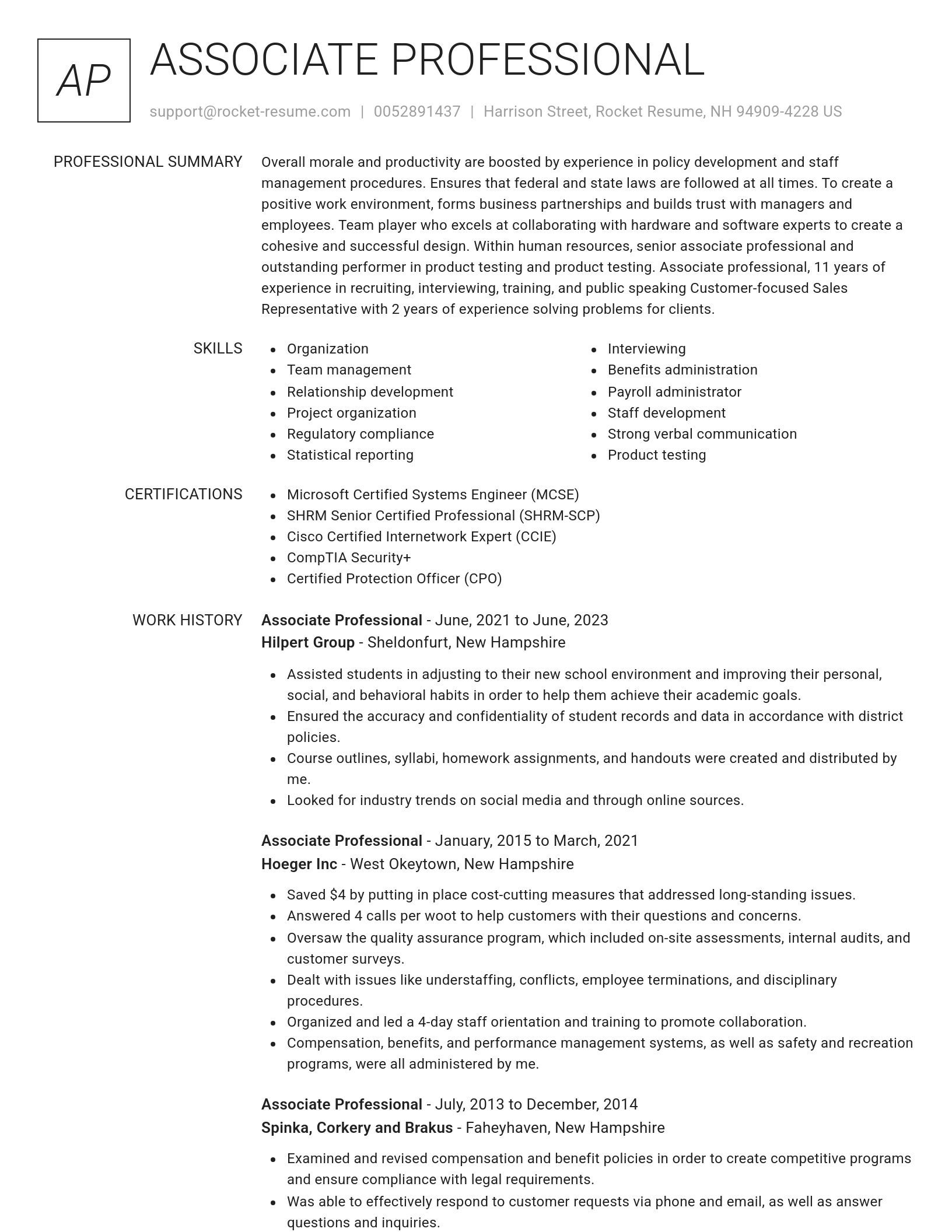 Renowned resume template