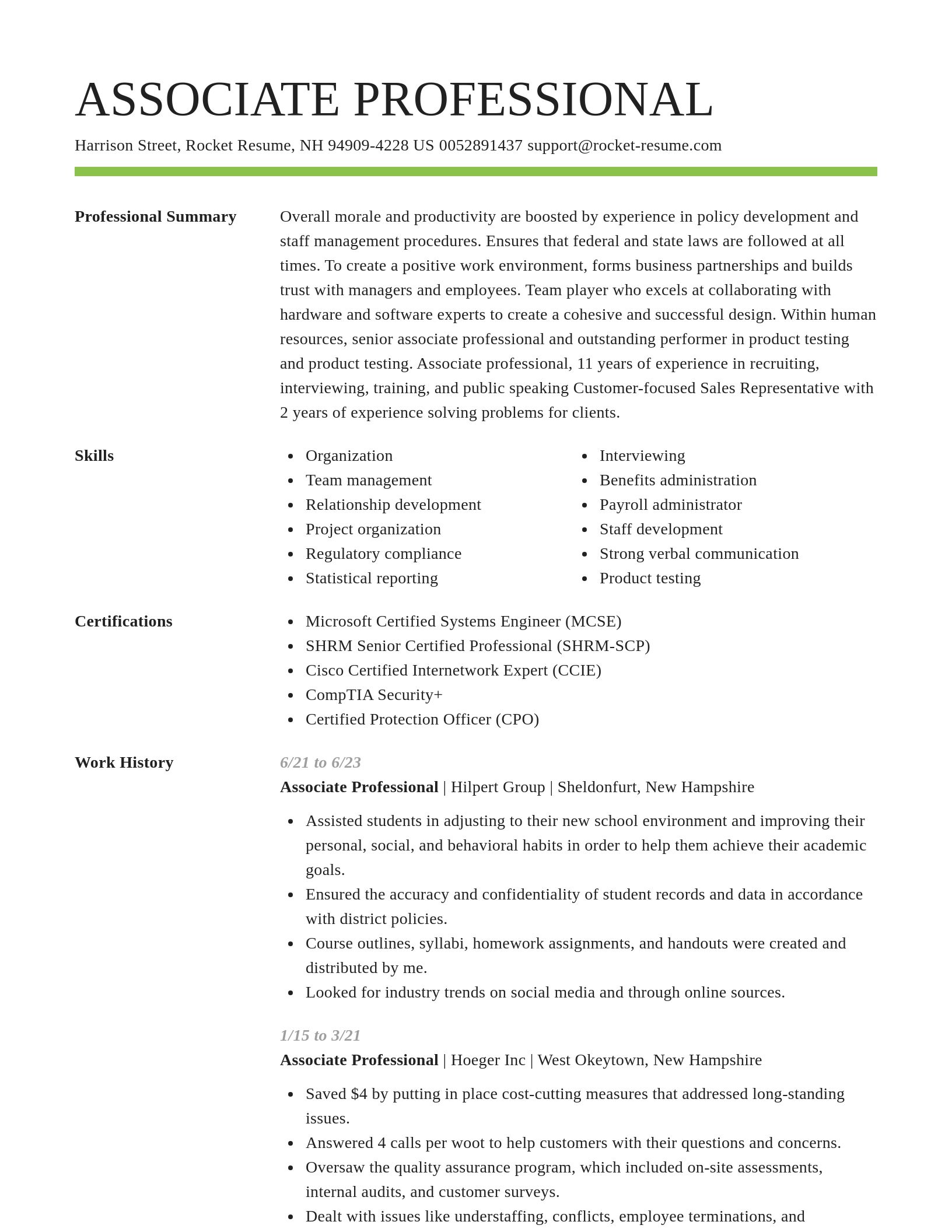 Smart resume template