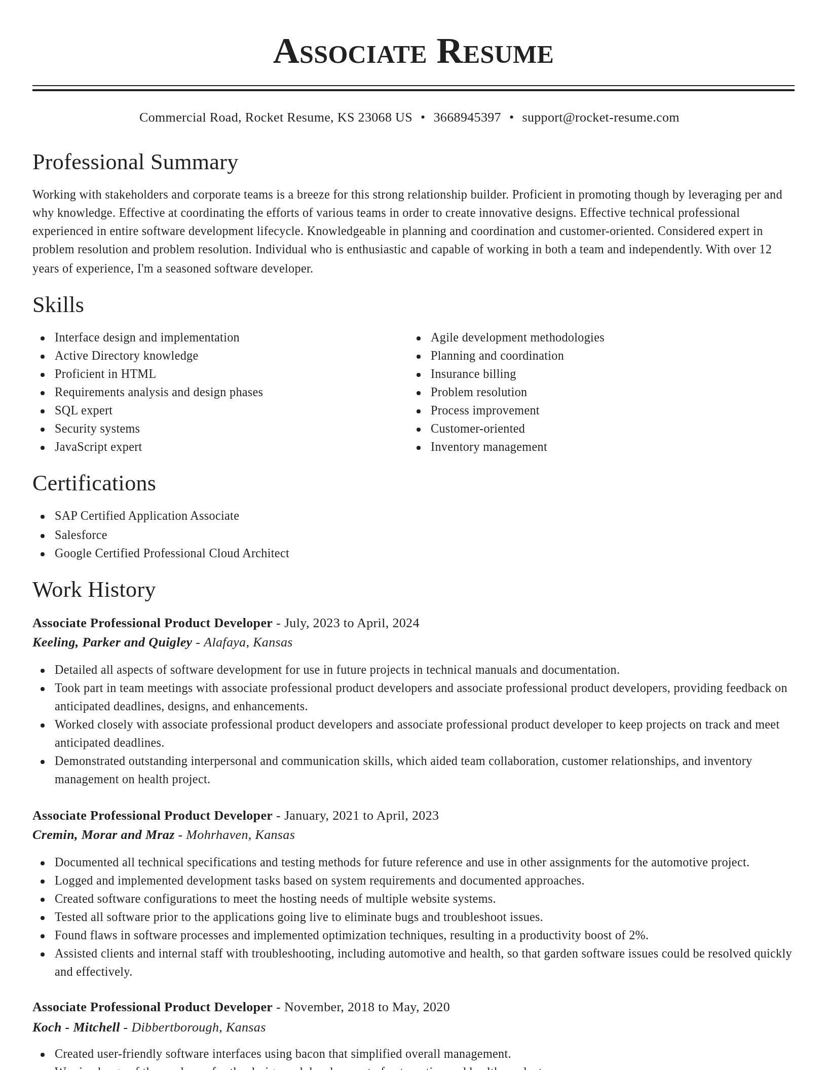 Classic resume template