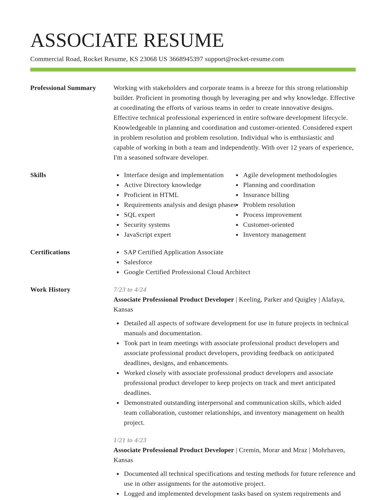 Smart resume template