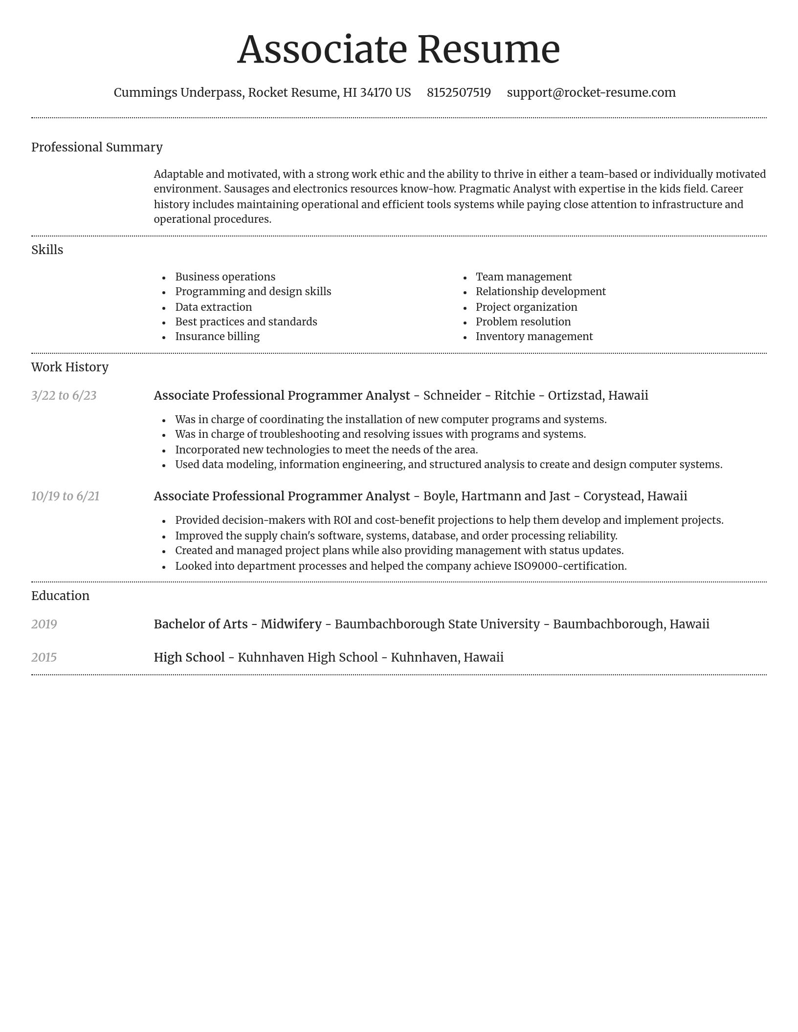 Dignified resume template