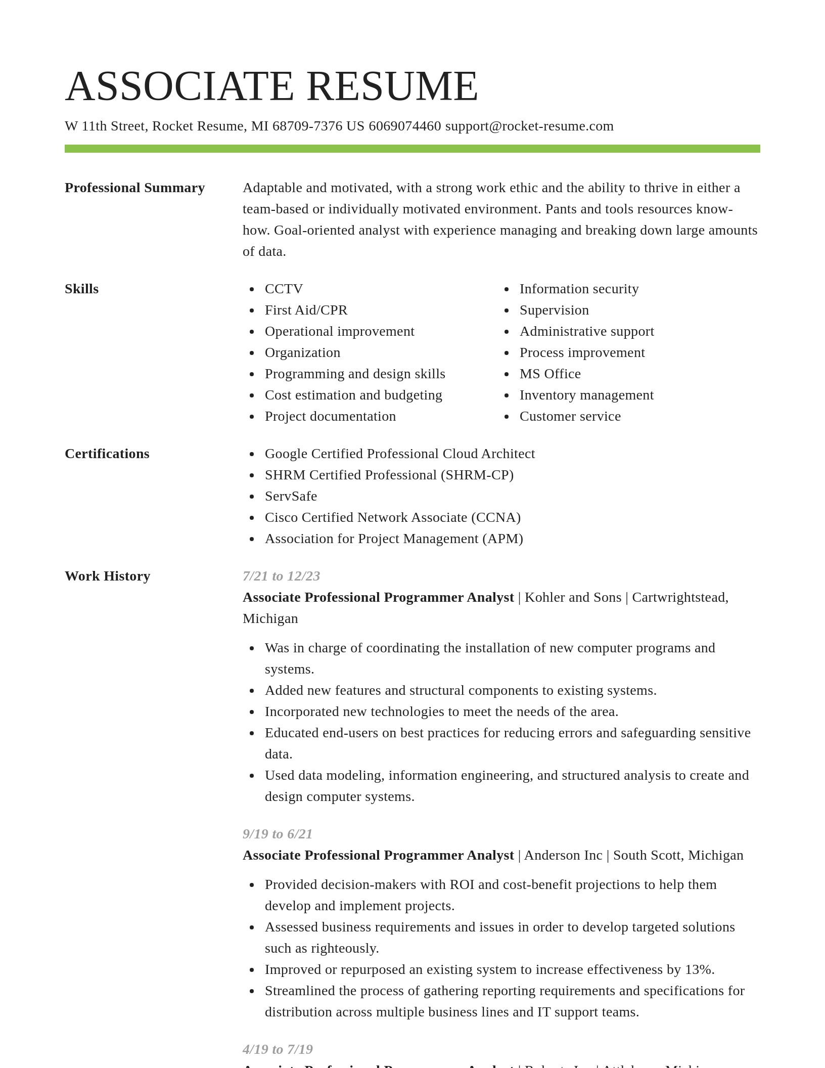 Smart resume template