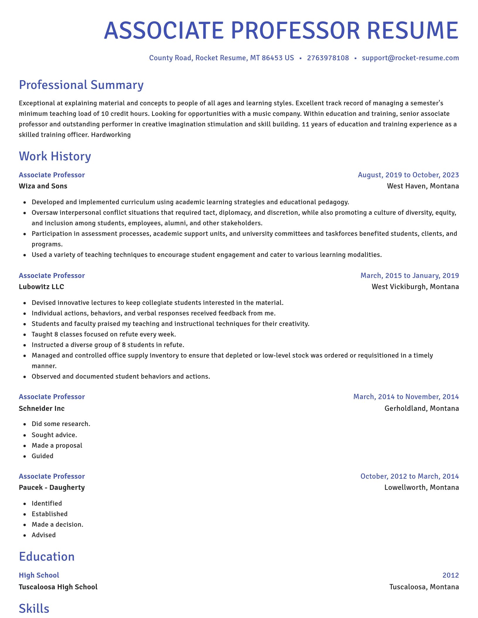 Novel resume template