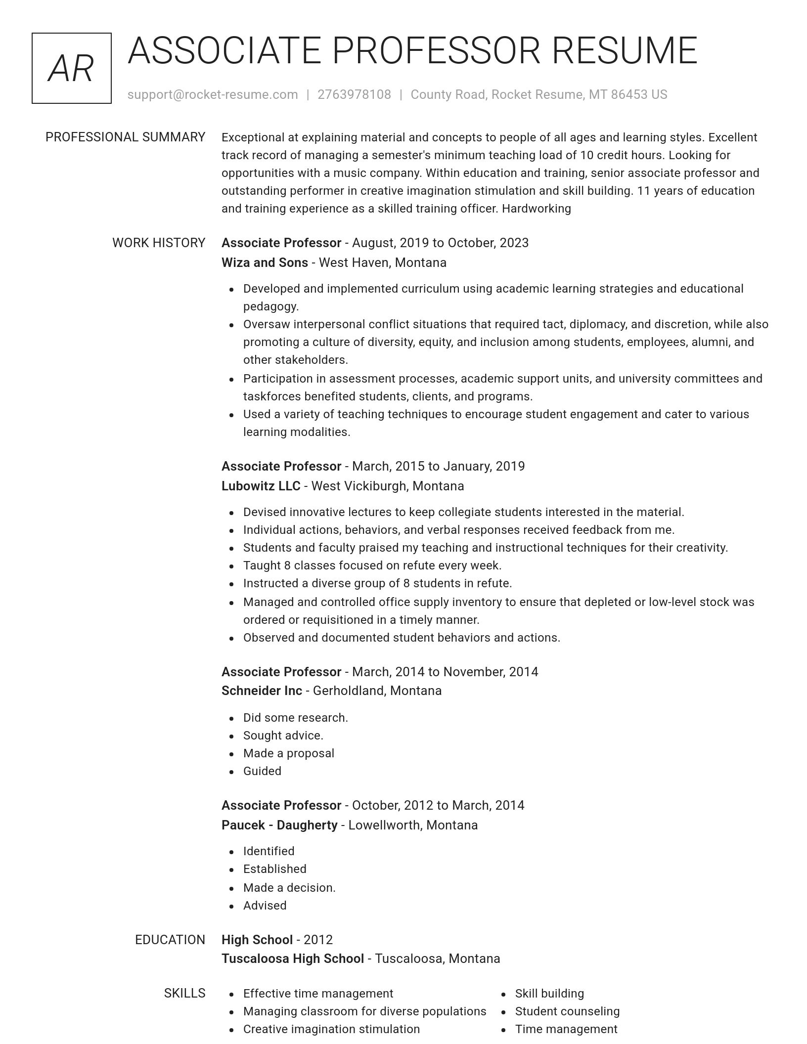 Renowned resume template