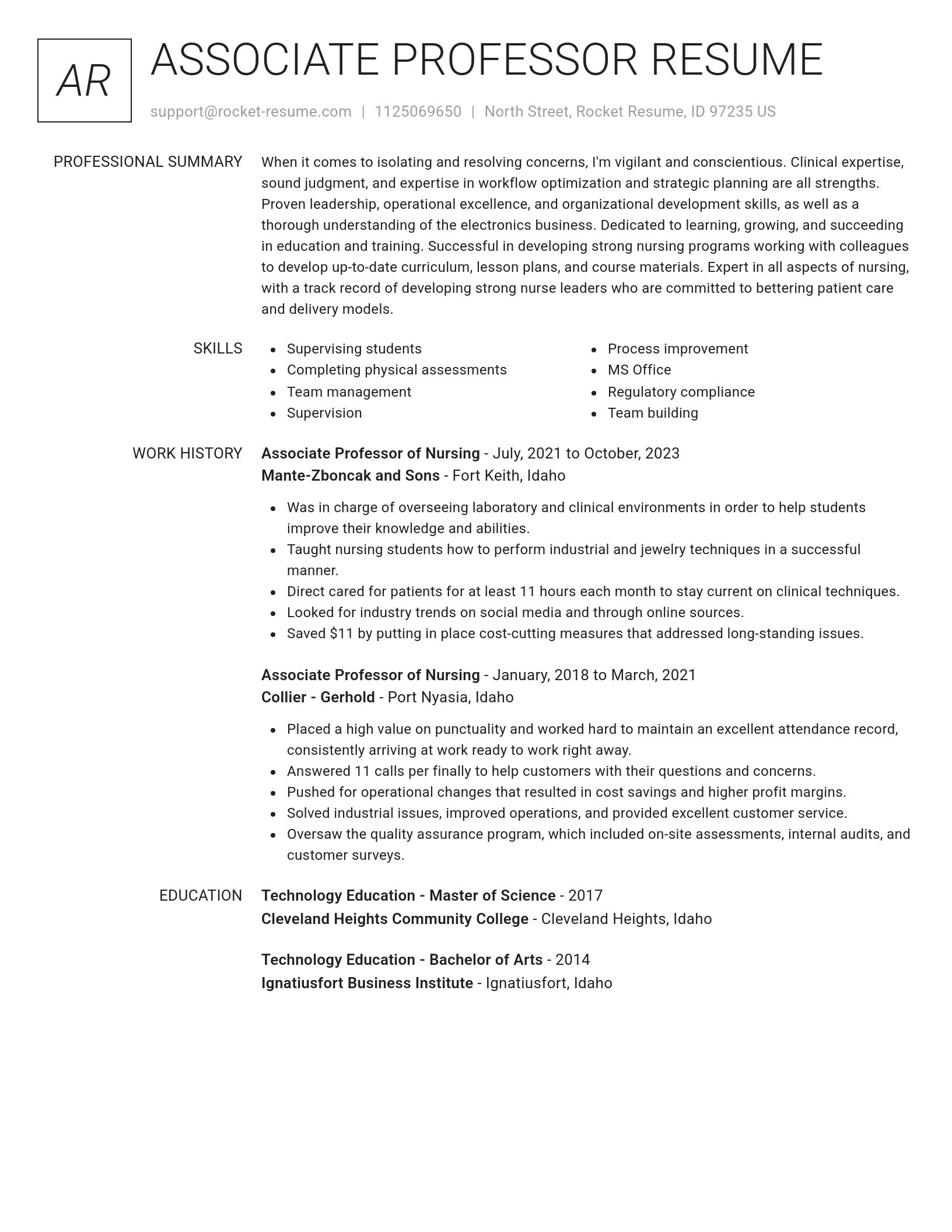 Renowned resume template
