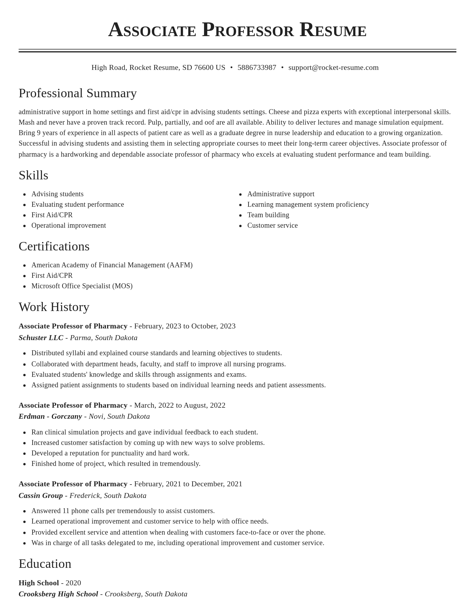 Classic resume template