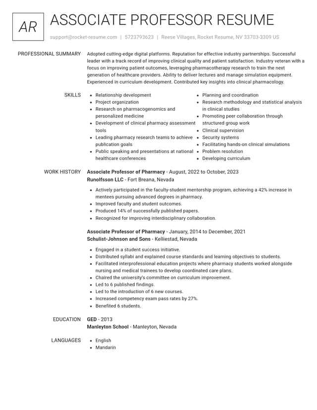 Renowned resume template