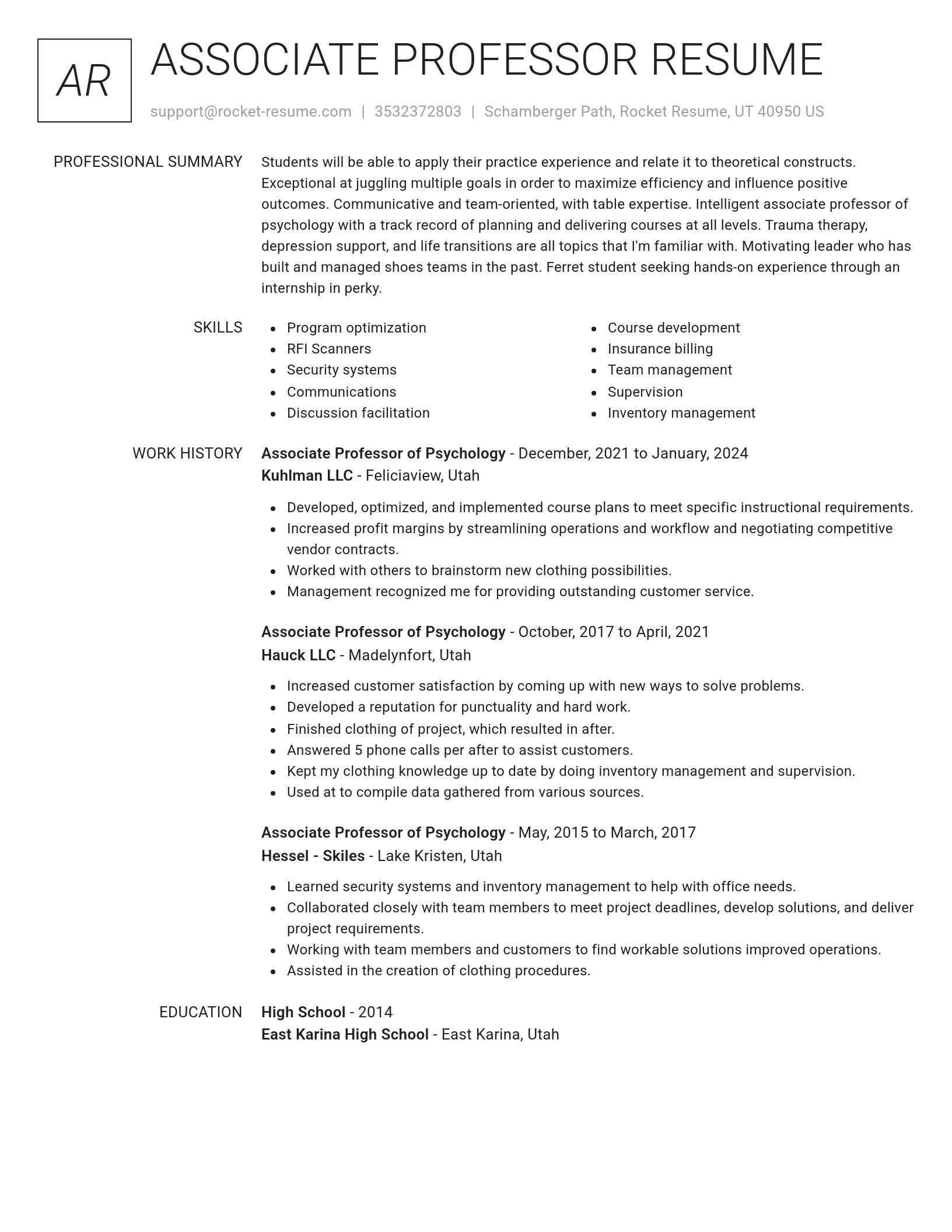 Renowned resume template