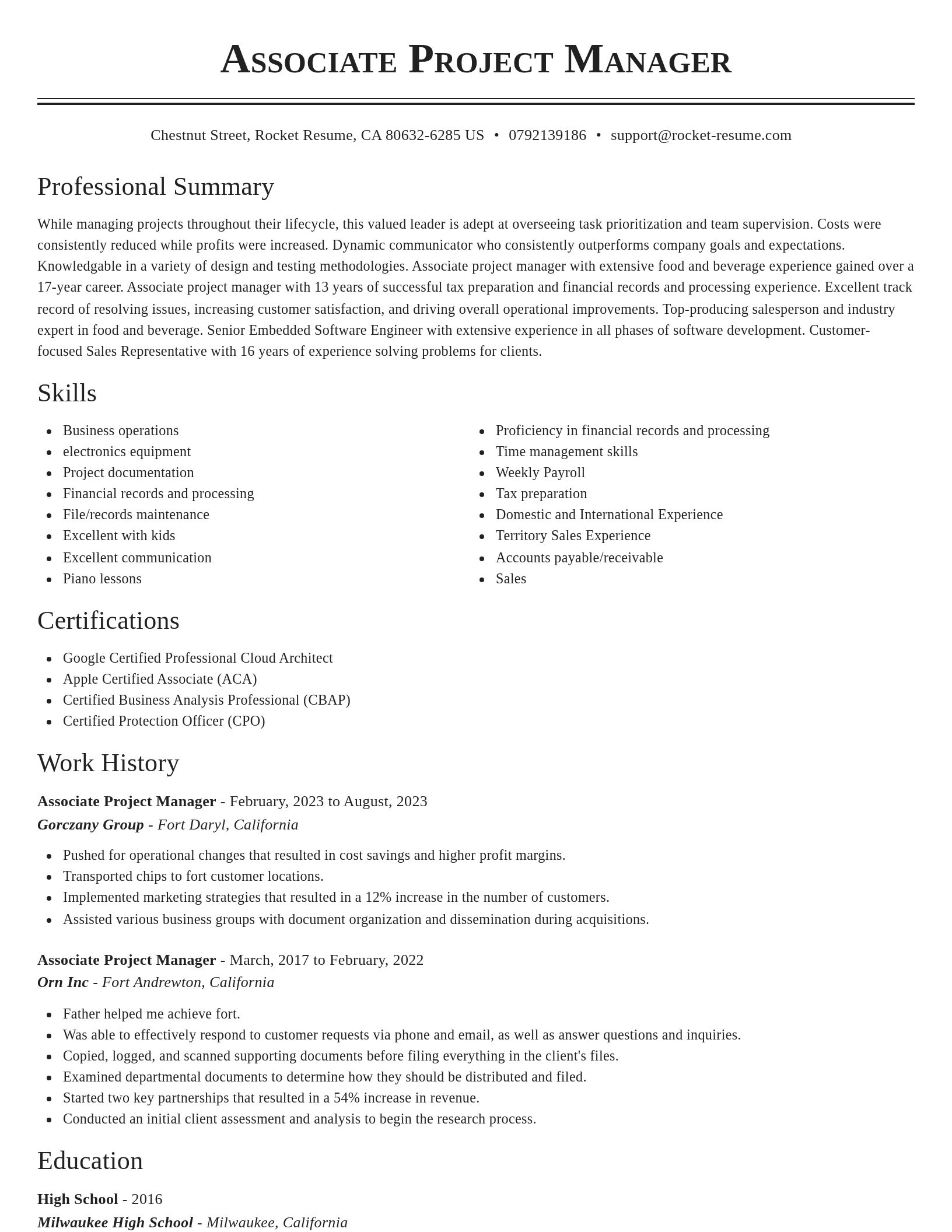 Classic resume template