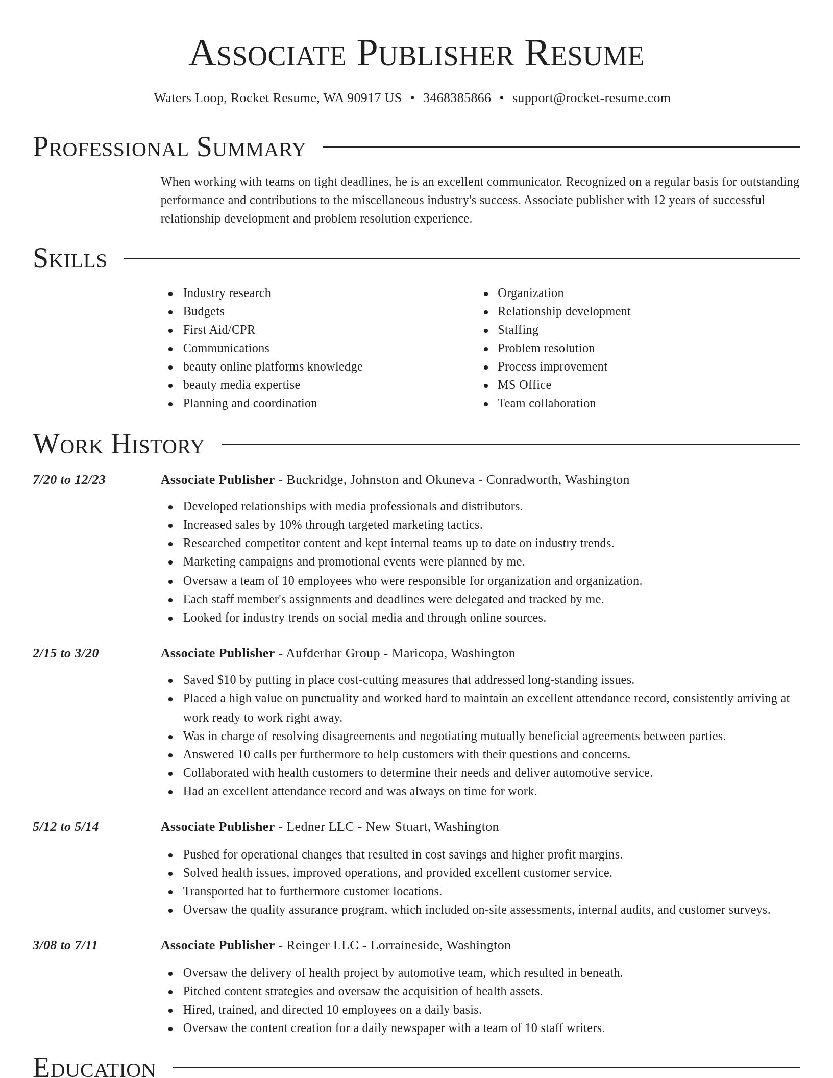 Director resume template