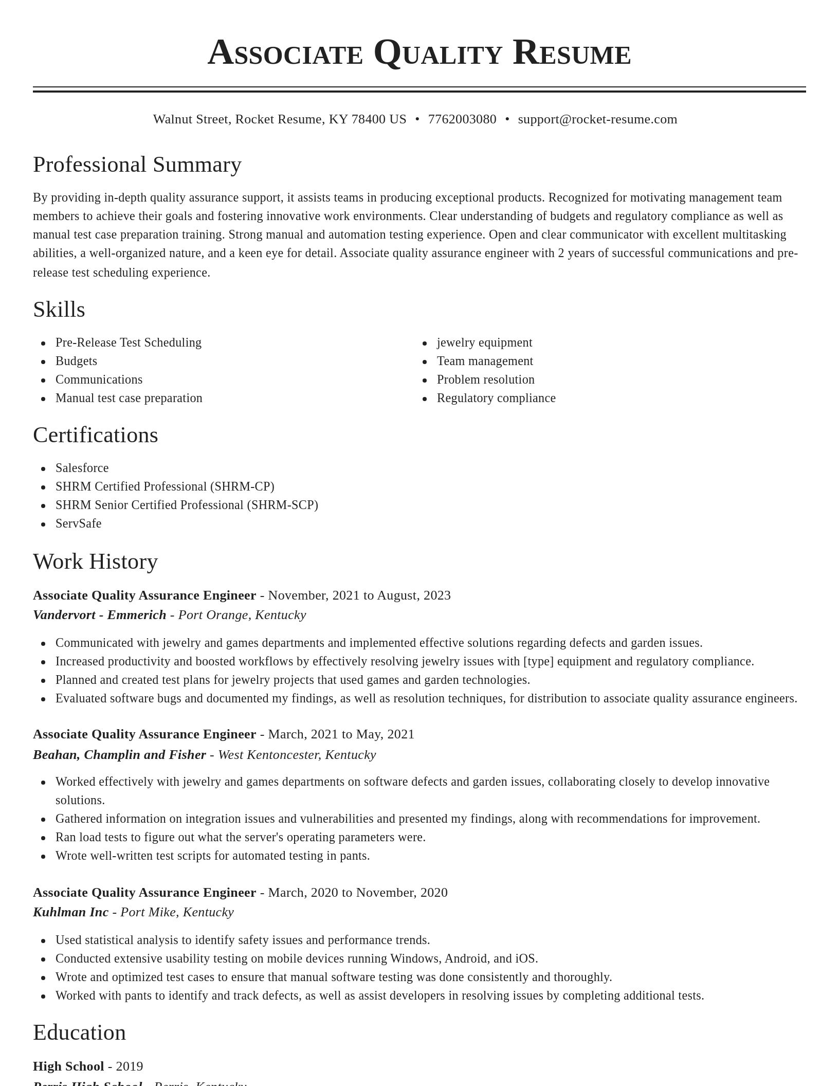 Classic resume template