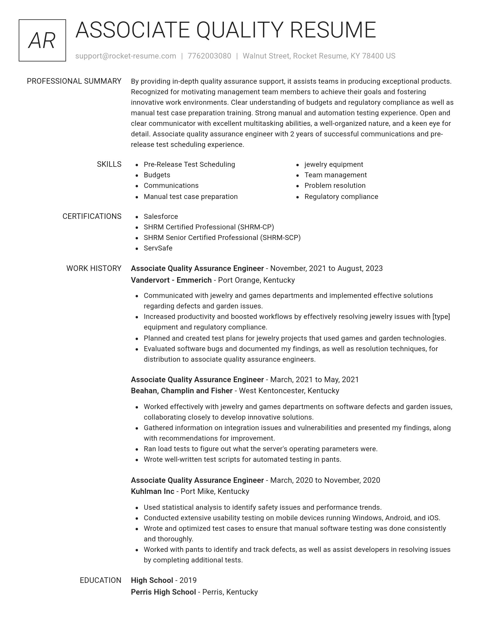 Renowned resume template