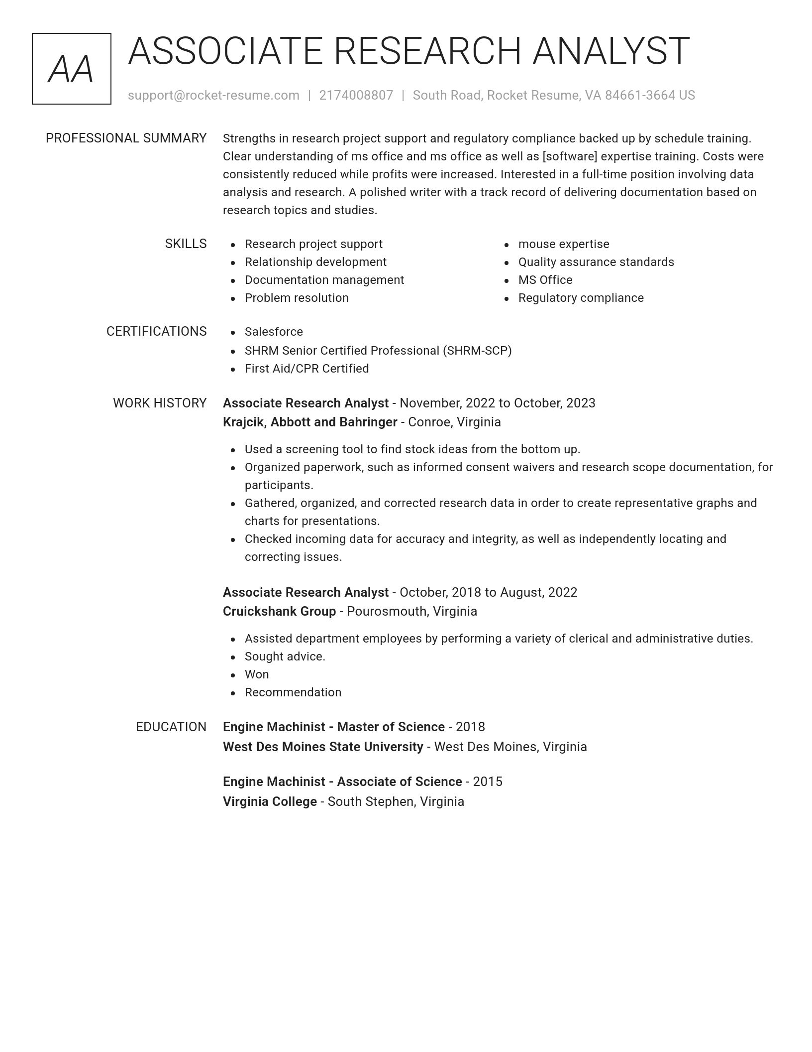 Renowned resume template