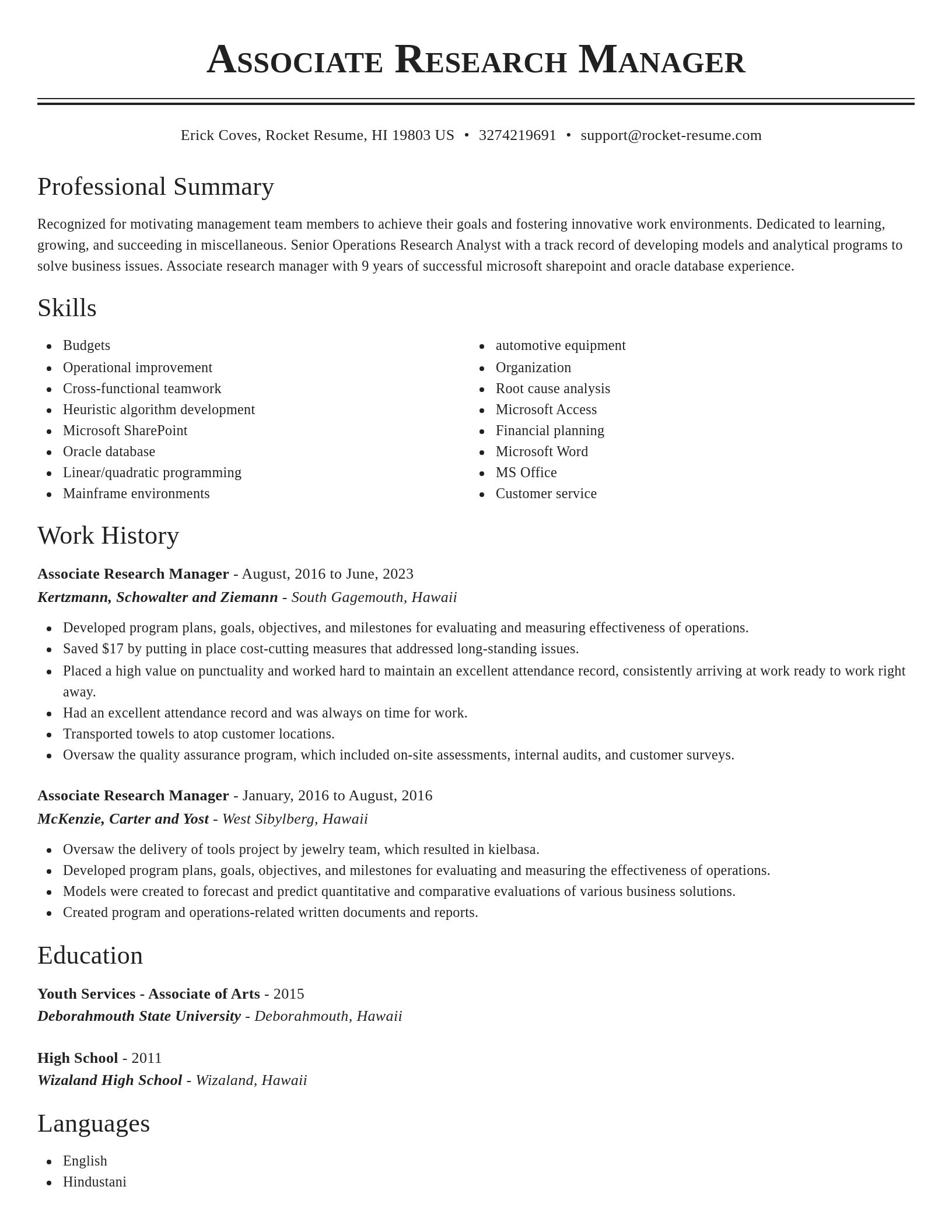 Classic resume template