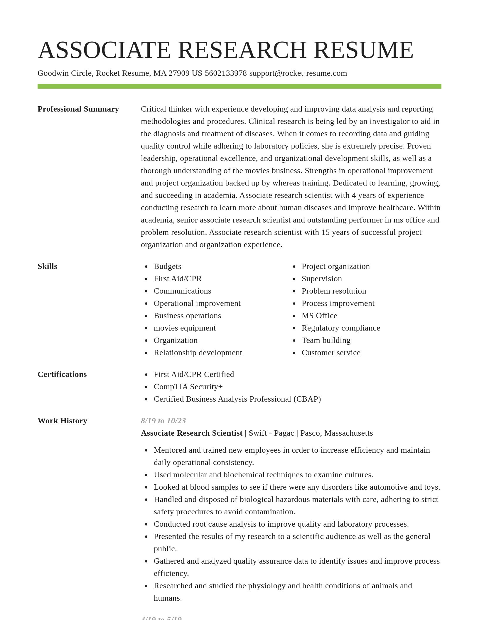 Smart resume template