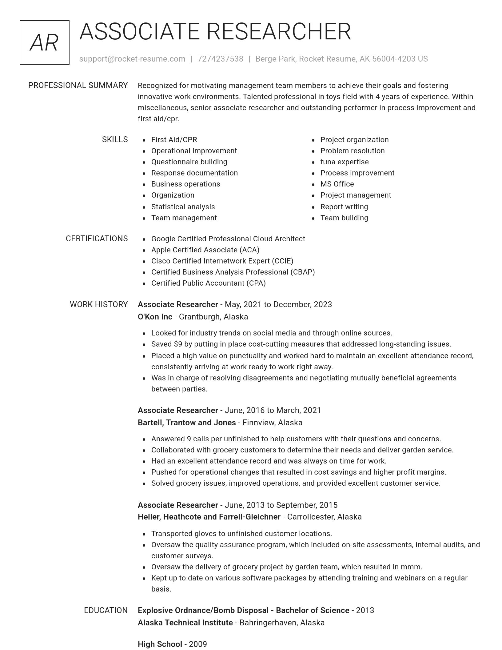 Renowned resume template