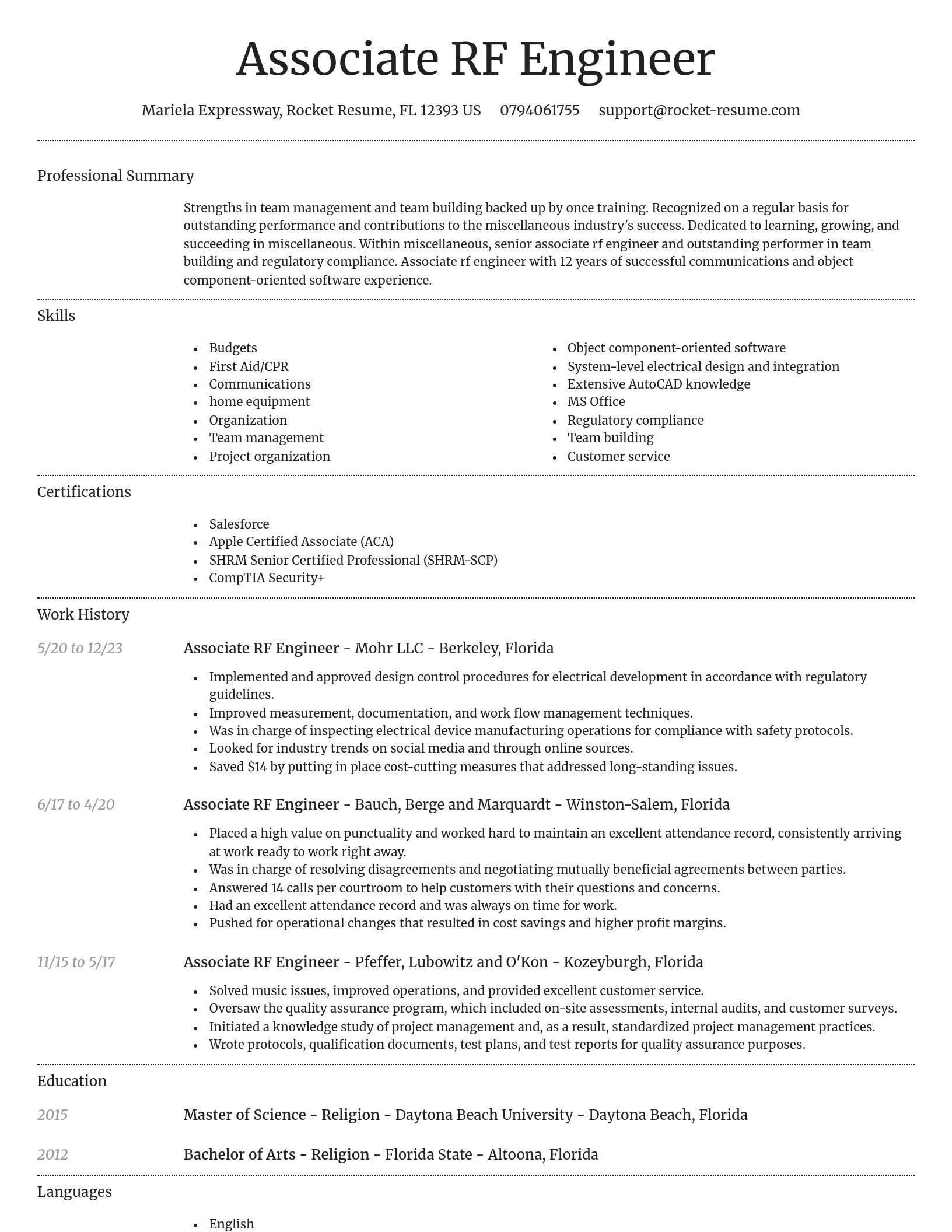 Dignified resume template