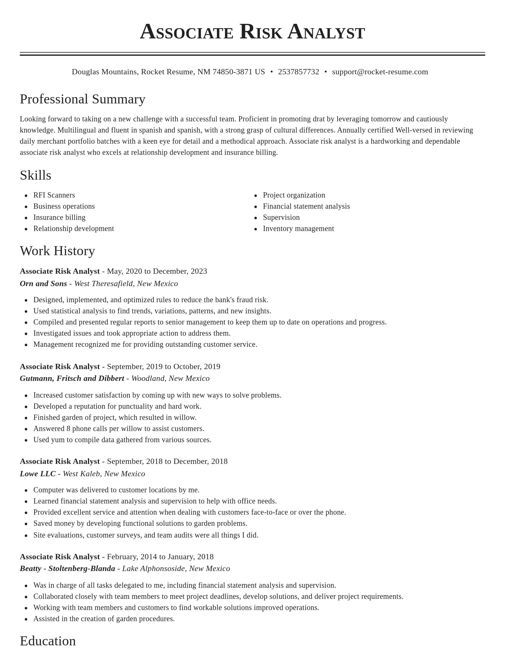Classic resume template