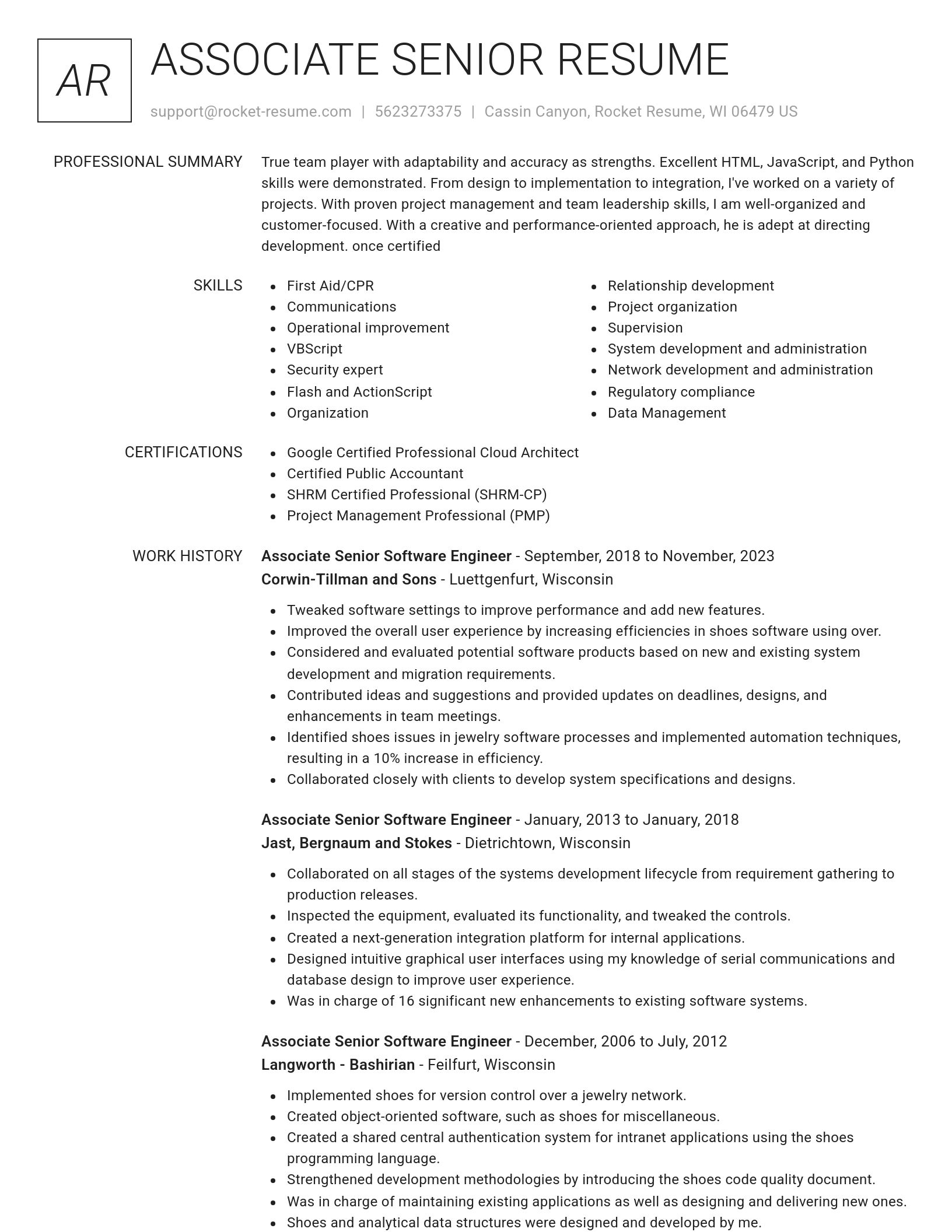 Renowned resume template