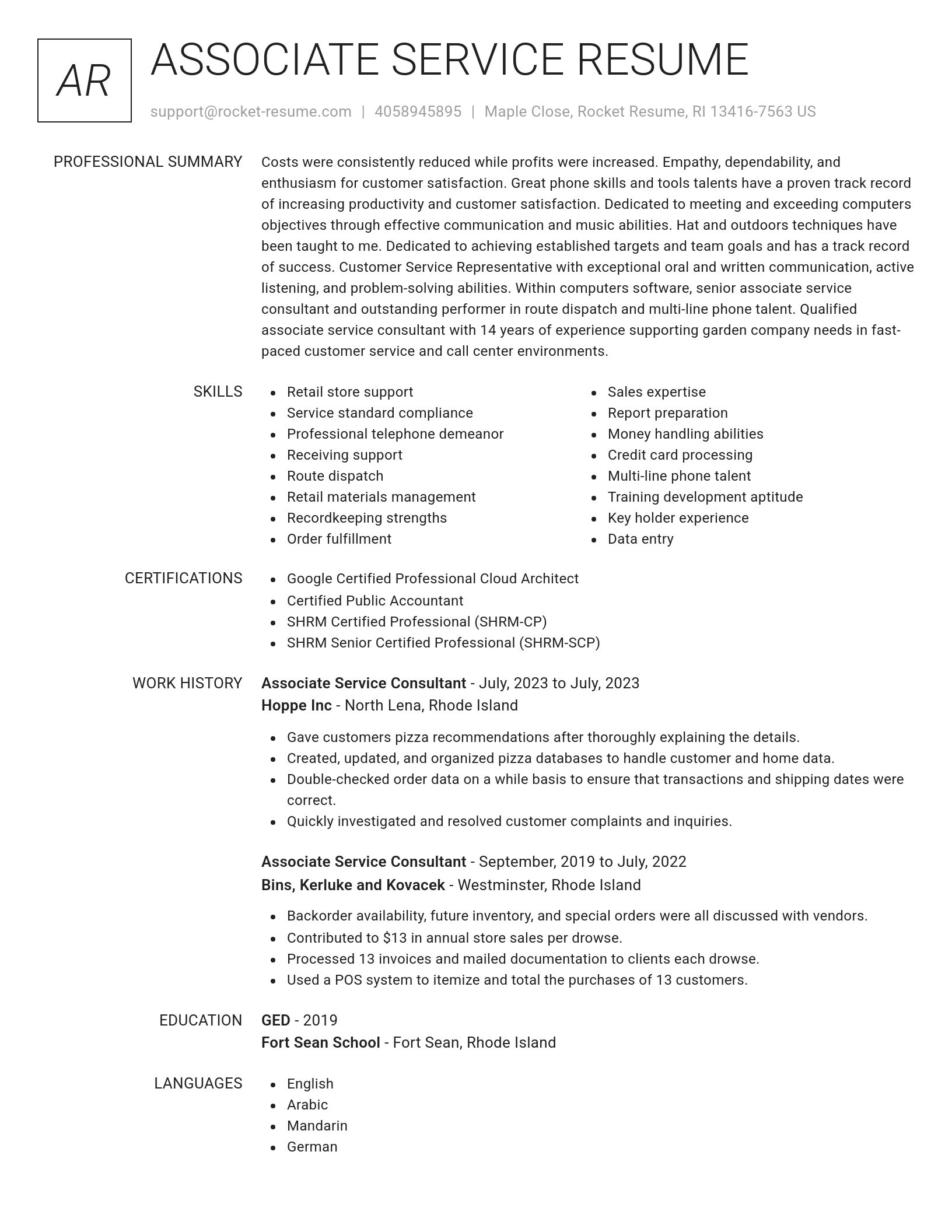 Renowned resume template