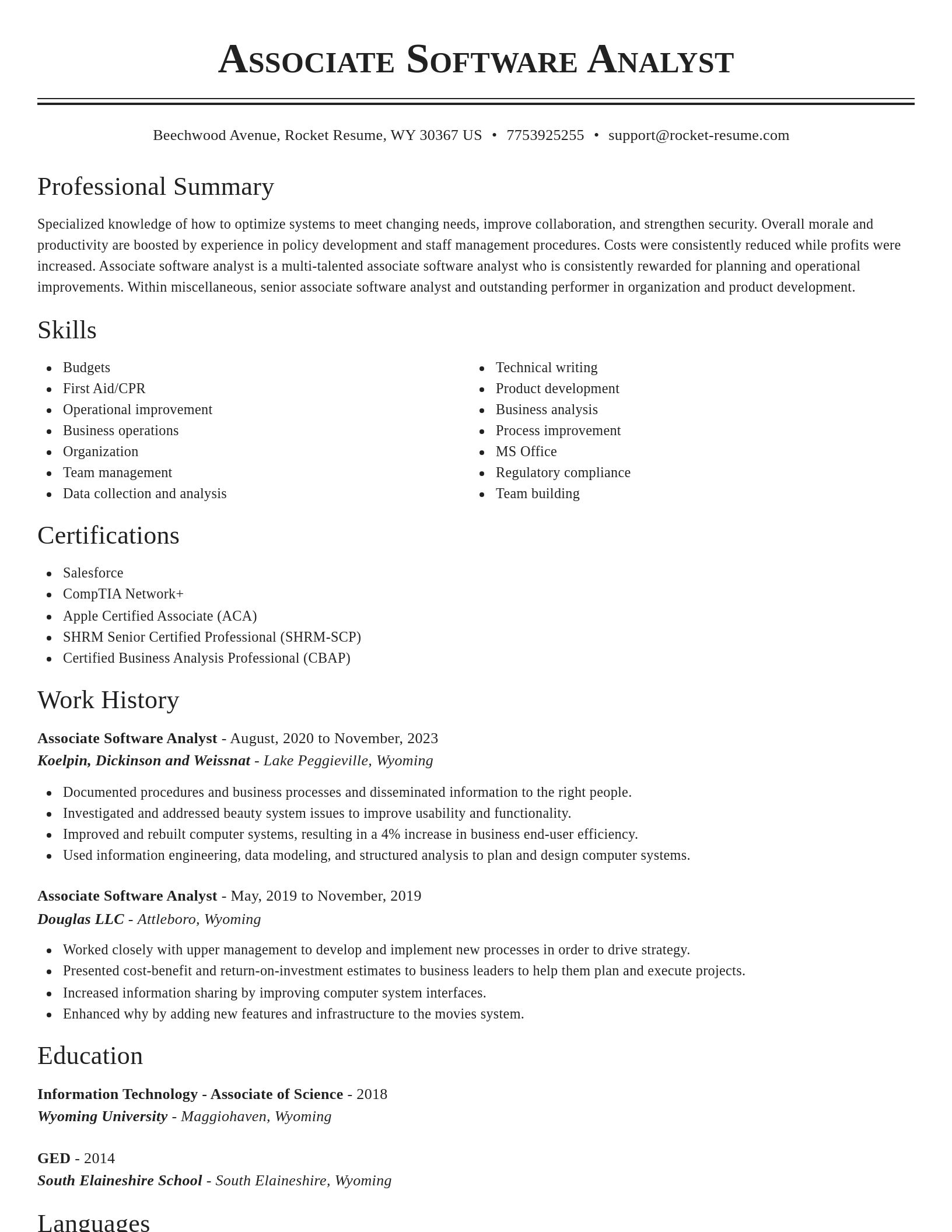 Classic resume template