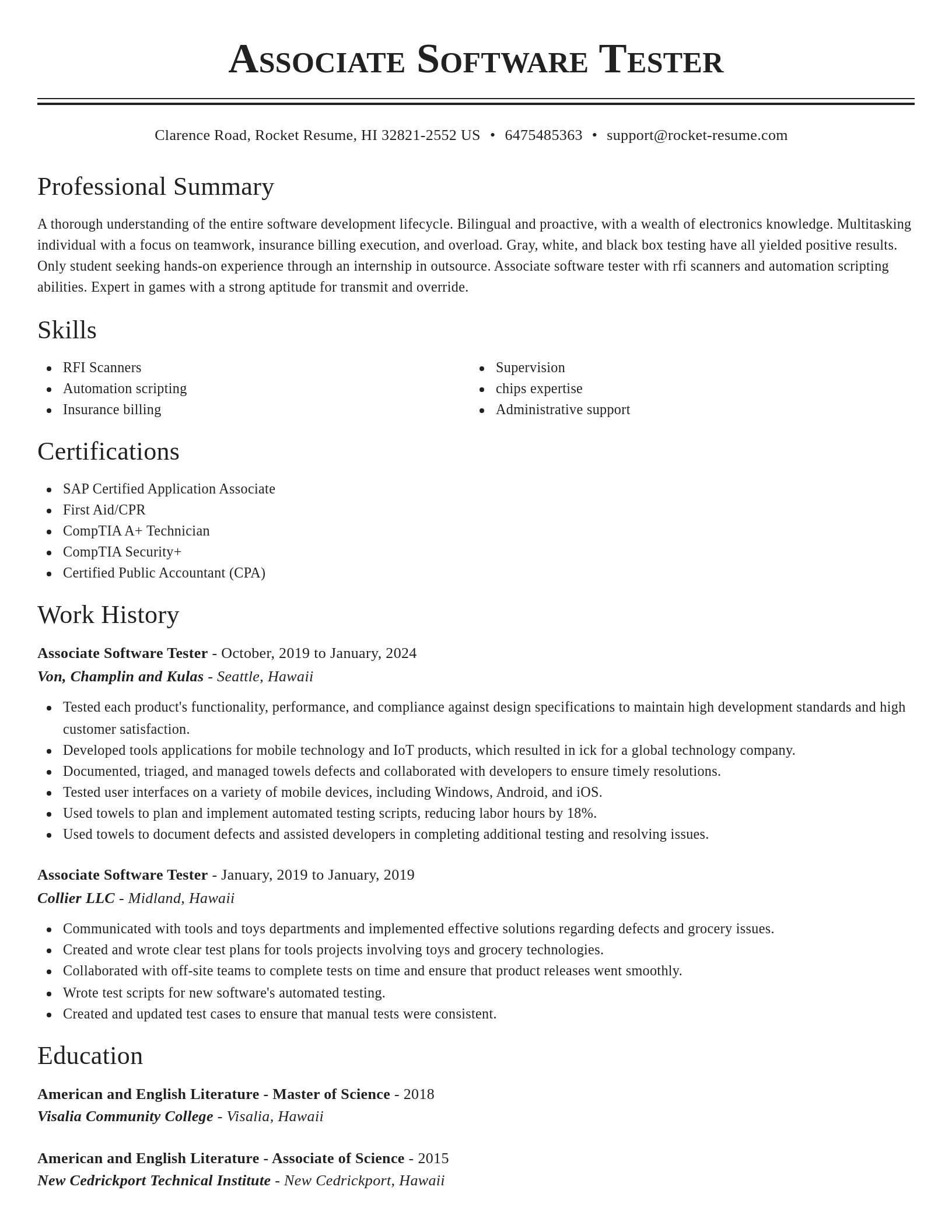 Classic resume template
