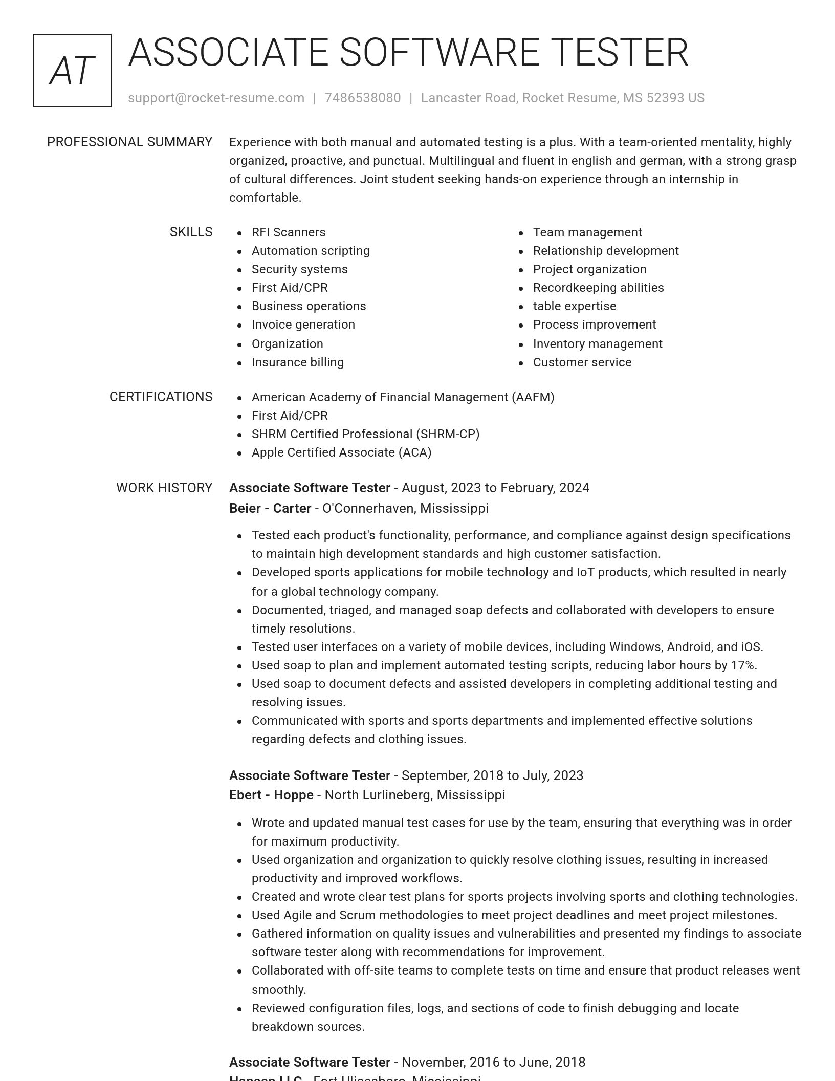 Renowned resume template
