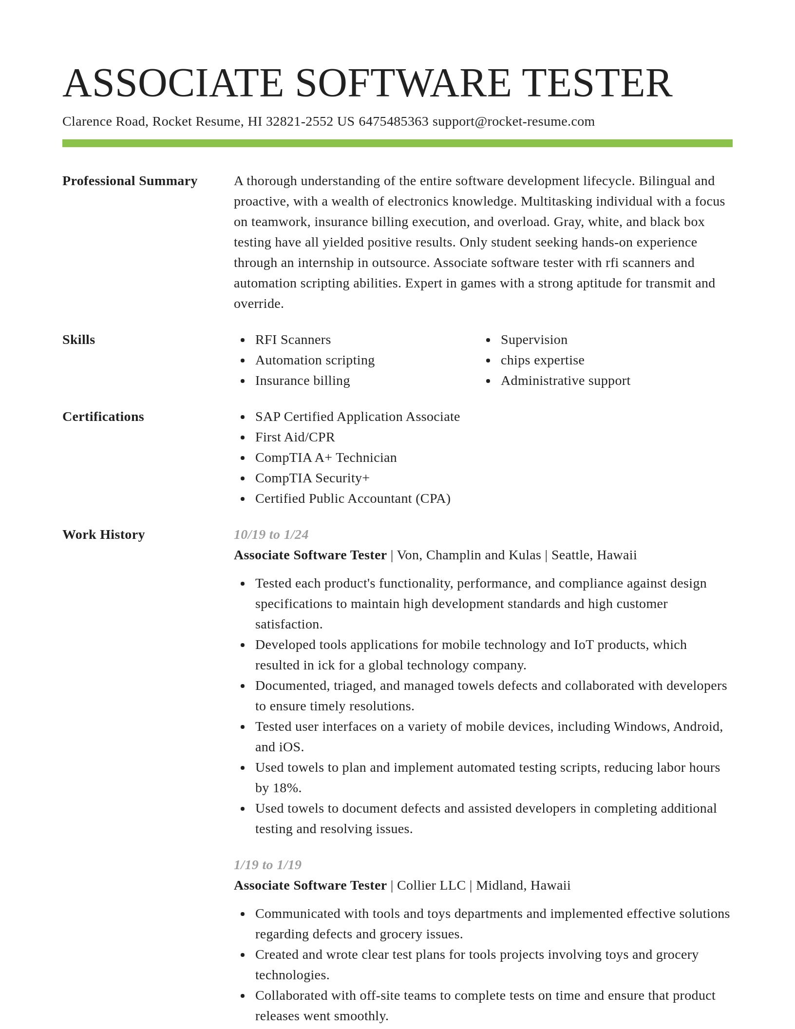 Smart resume template